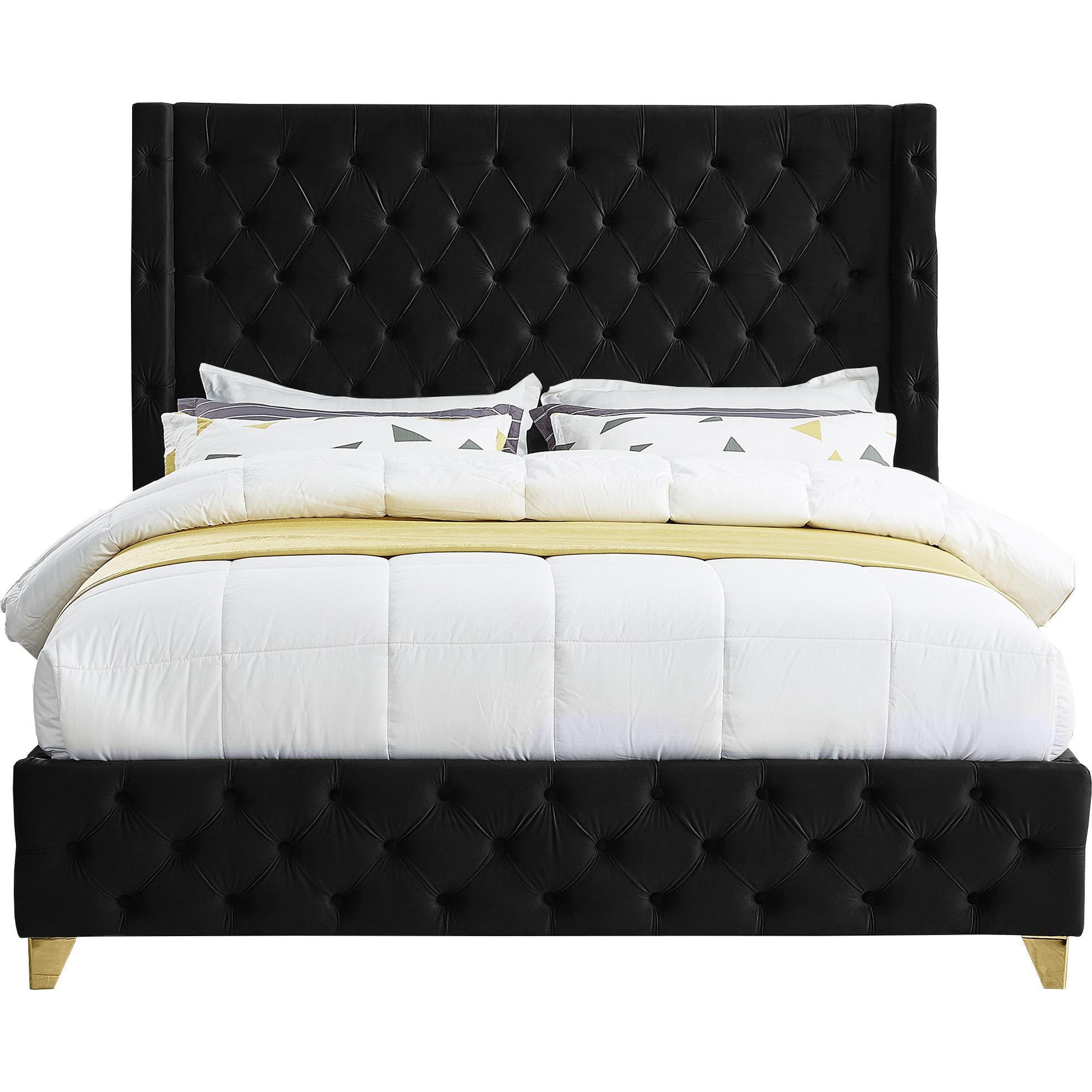 Meridian Savan Black Velvet King Bed