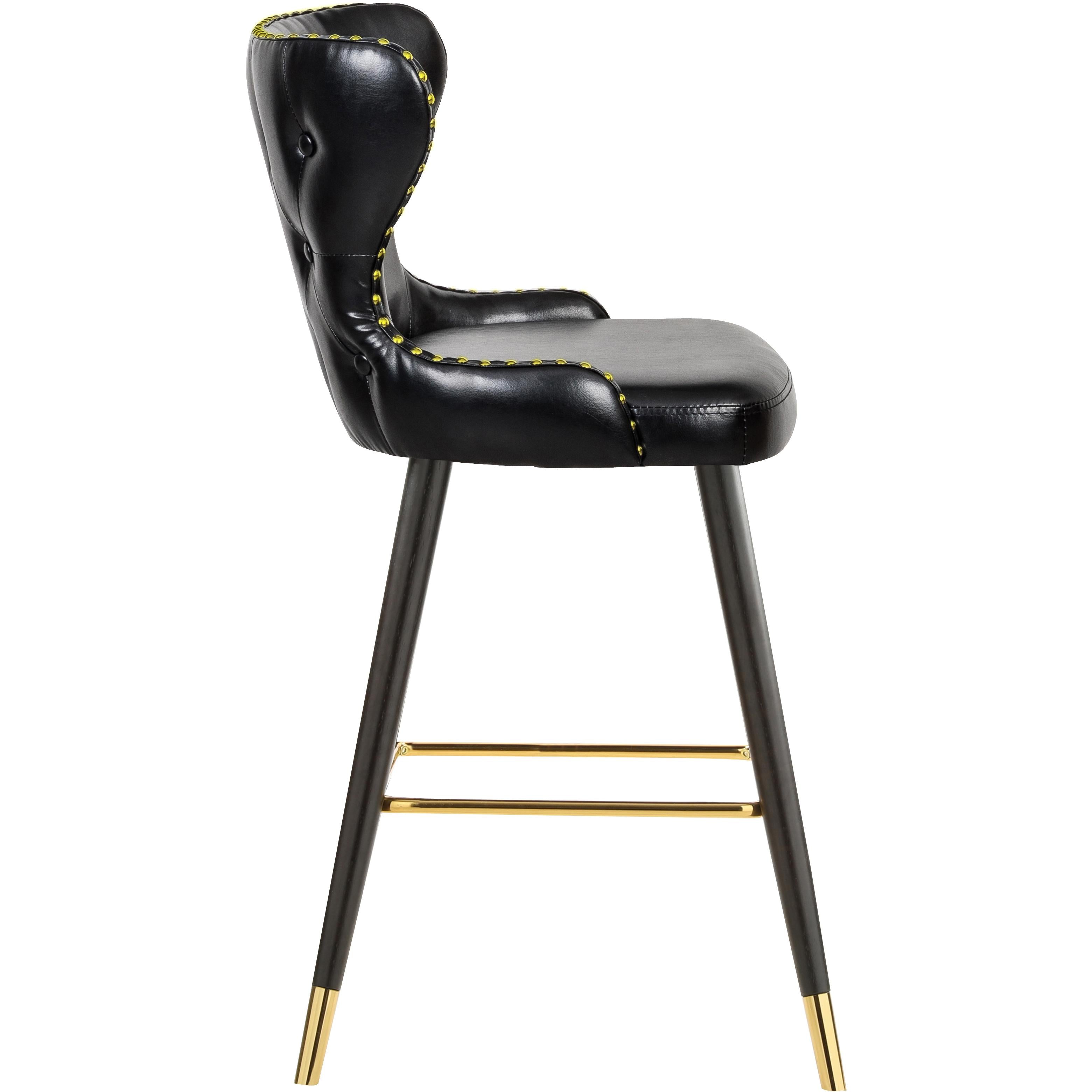 Meridian Hendrix Black Vegan Leather Counter/Bar Stool