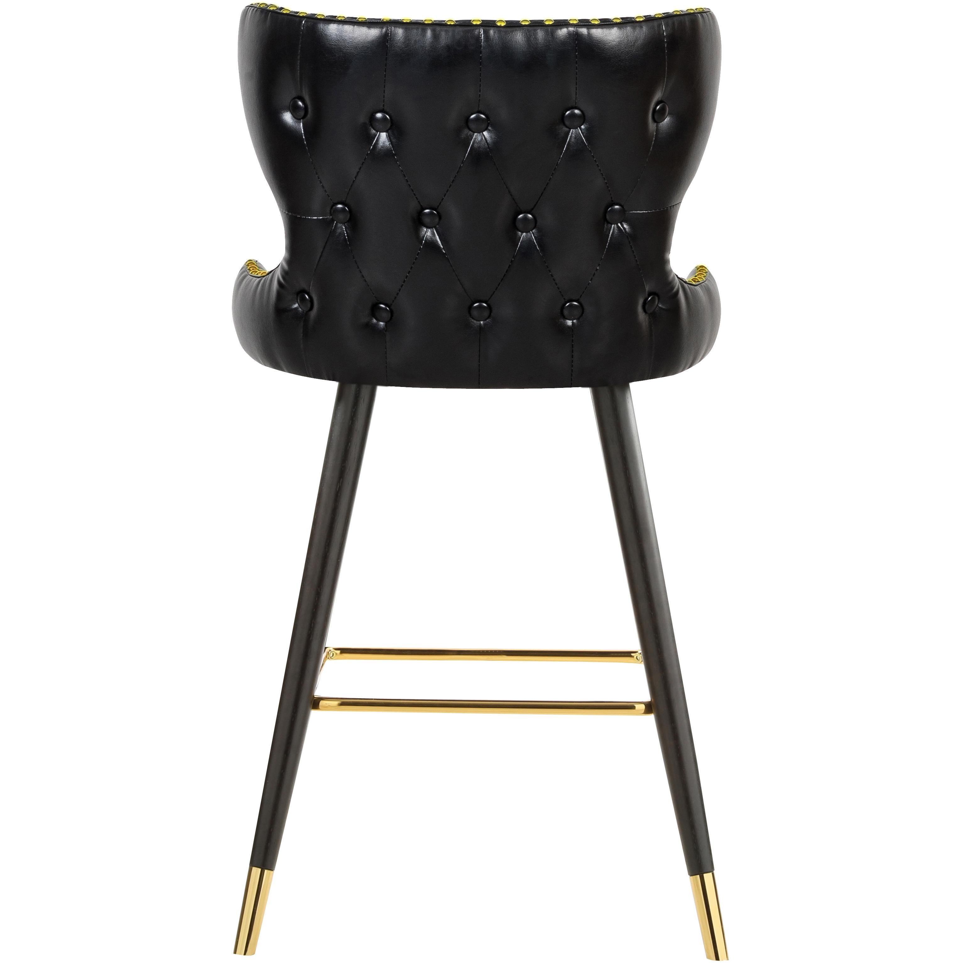 Meridian Hendrix Black Vegan Leather Counter/Bar Stool