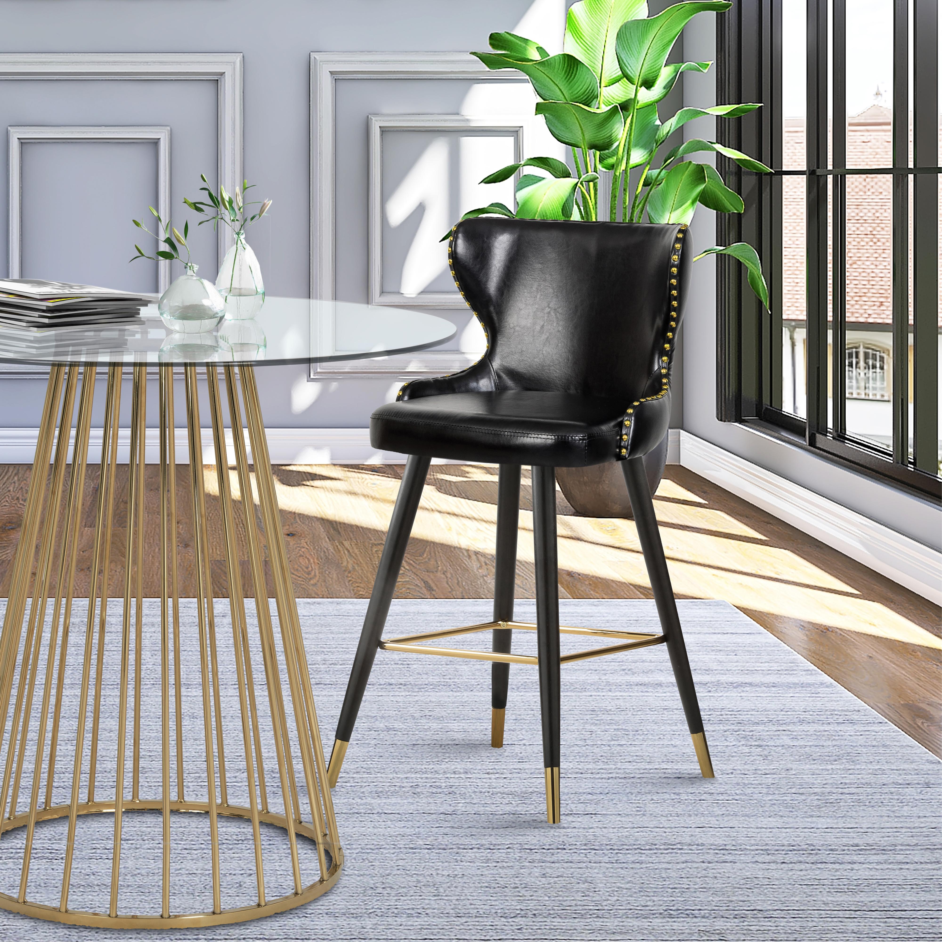Meridian Hendrix Black Vegan Leather Counter/Bar Stool