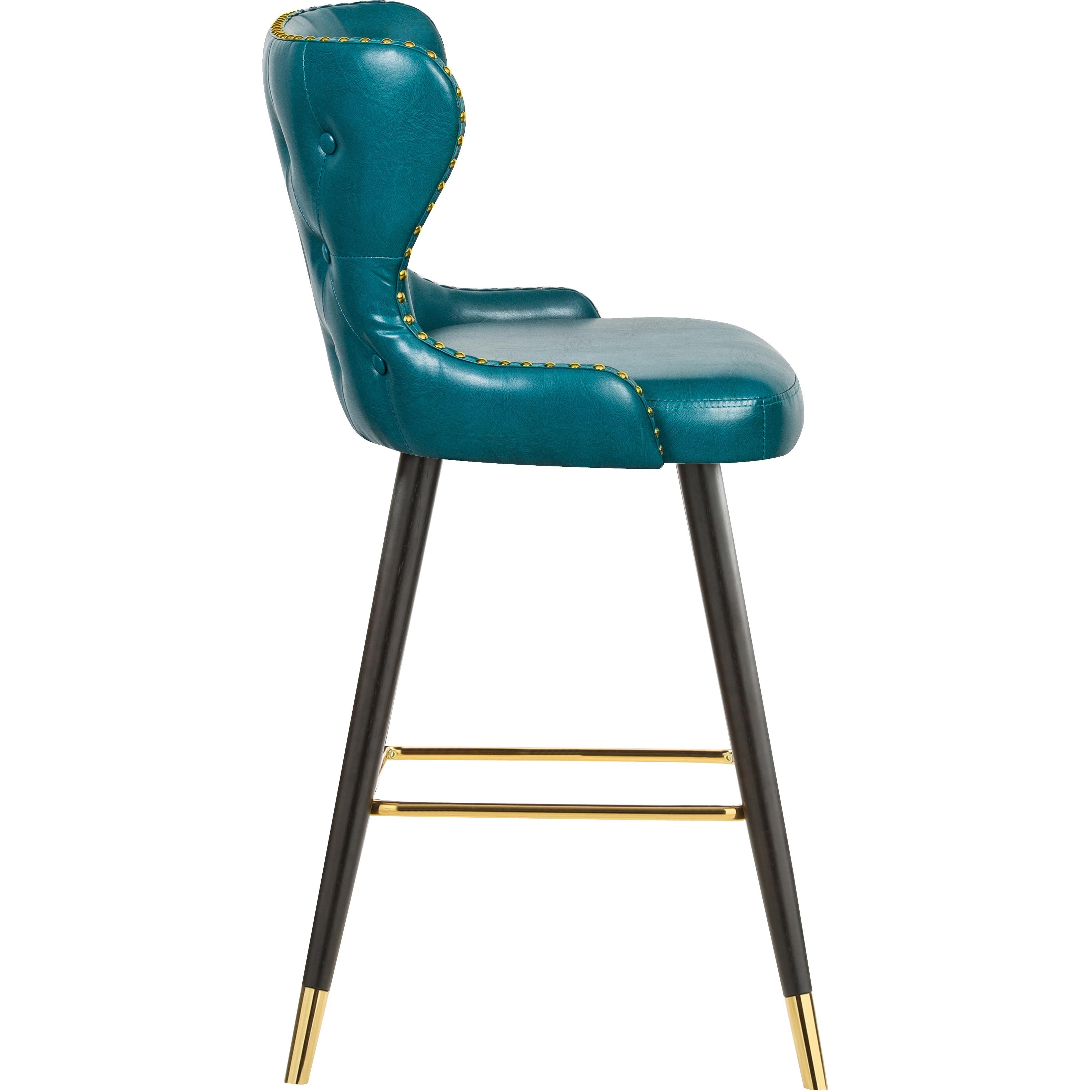 Meridian Hendrix Blue Vegan Leather Counter/Bar Stool
