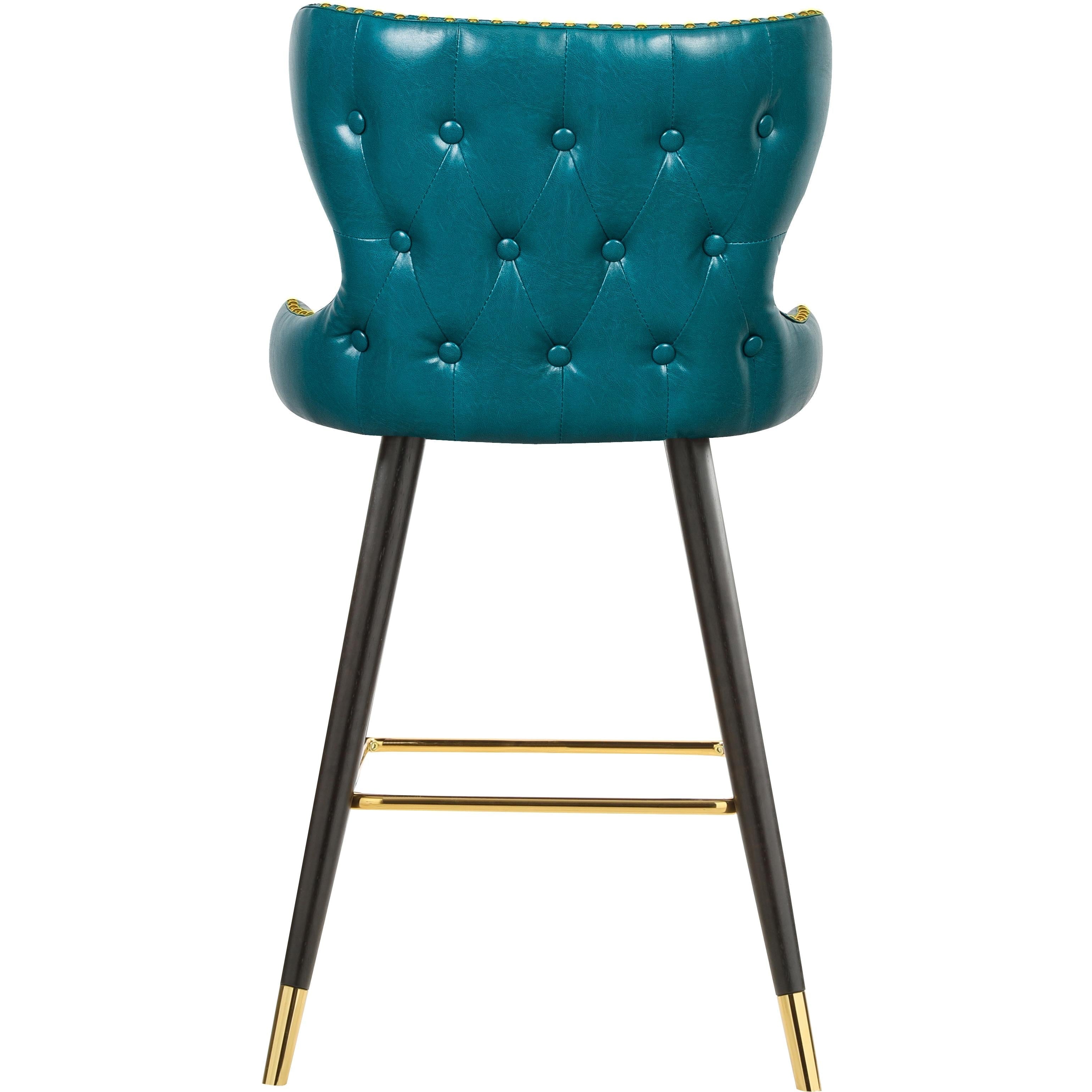 Meridian Hendrix Blue Vegan Leather Counter/Bar Stool
