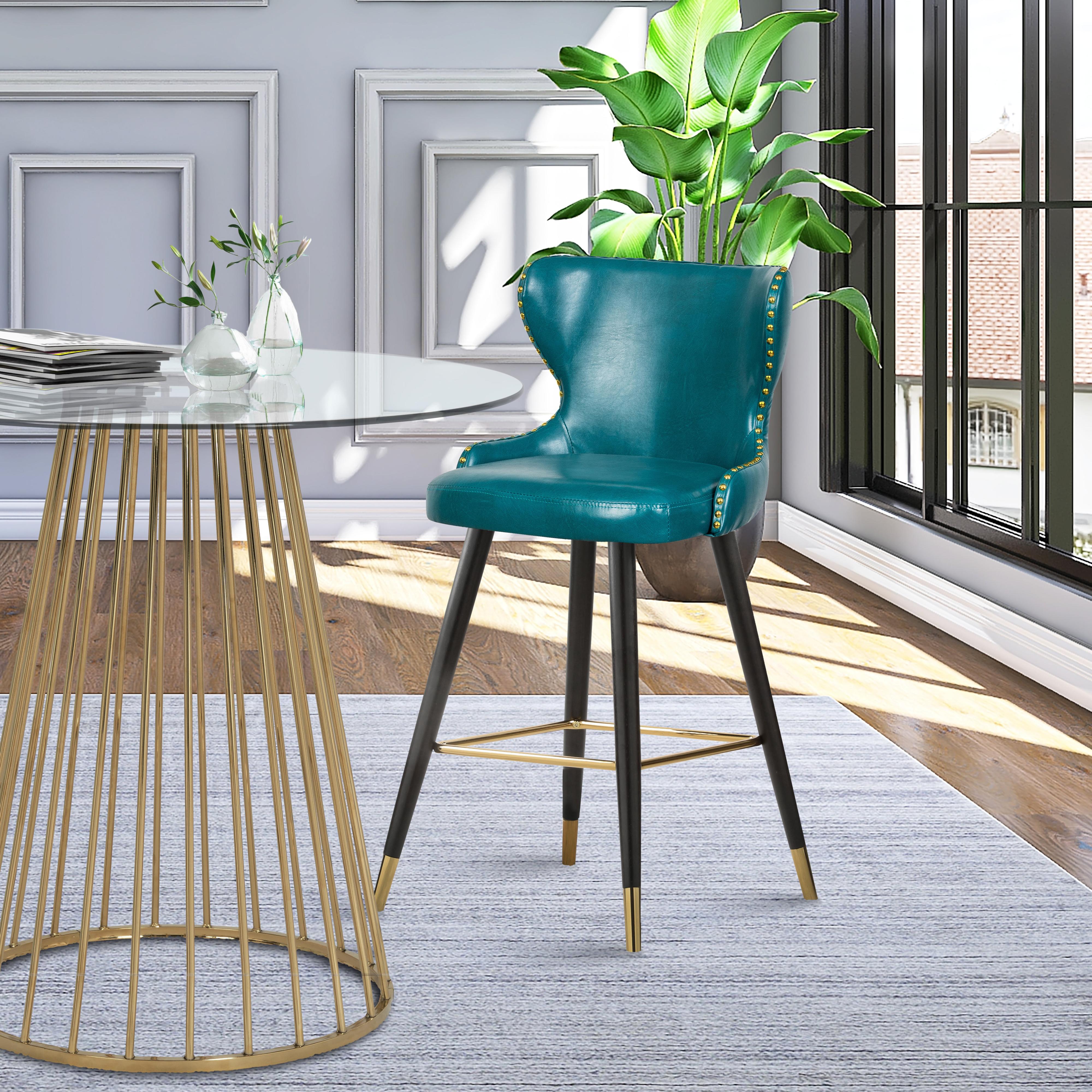 Meridian Hendrix Blue Vegan Leather Counter/Bar Stool