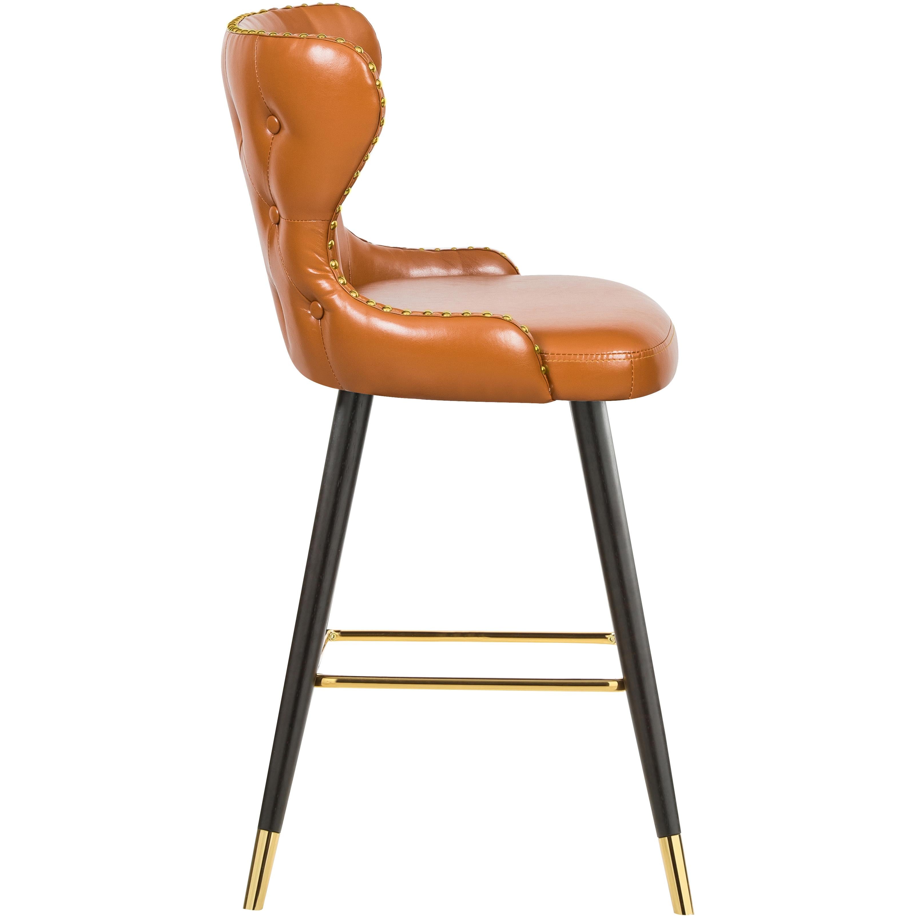 Meridian Hendrix Cognac Vegan Leather Counter/Bar Stool