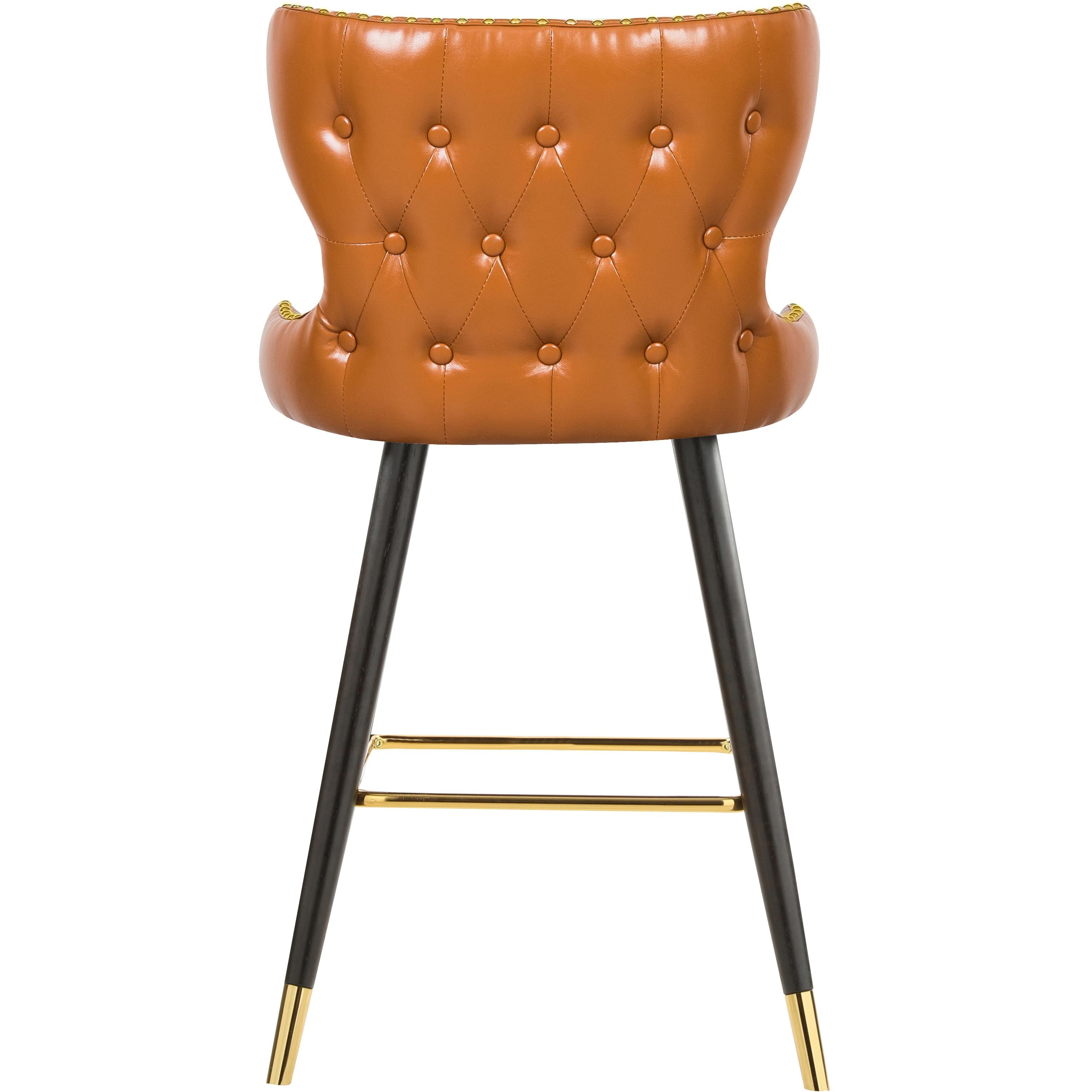 Meridian Hendrix Cognac Vegan Leather Counter/Bar Stool