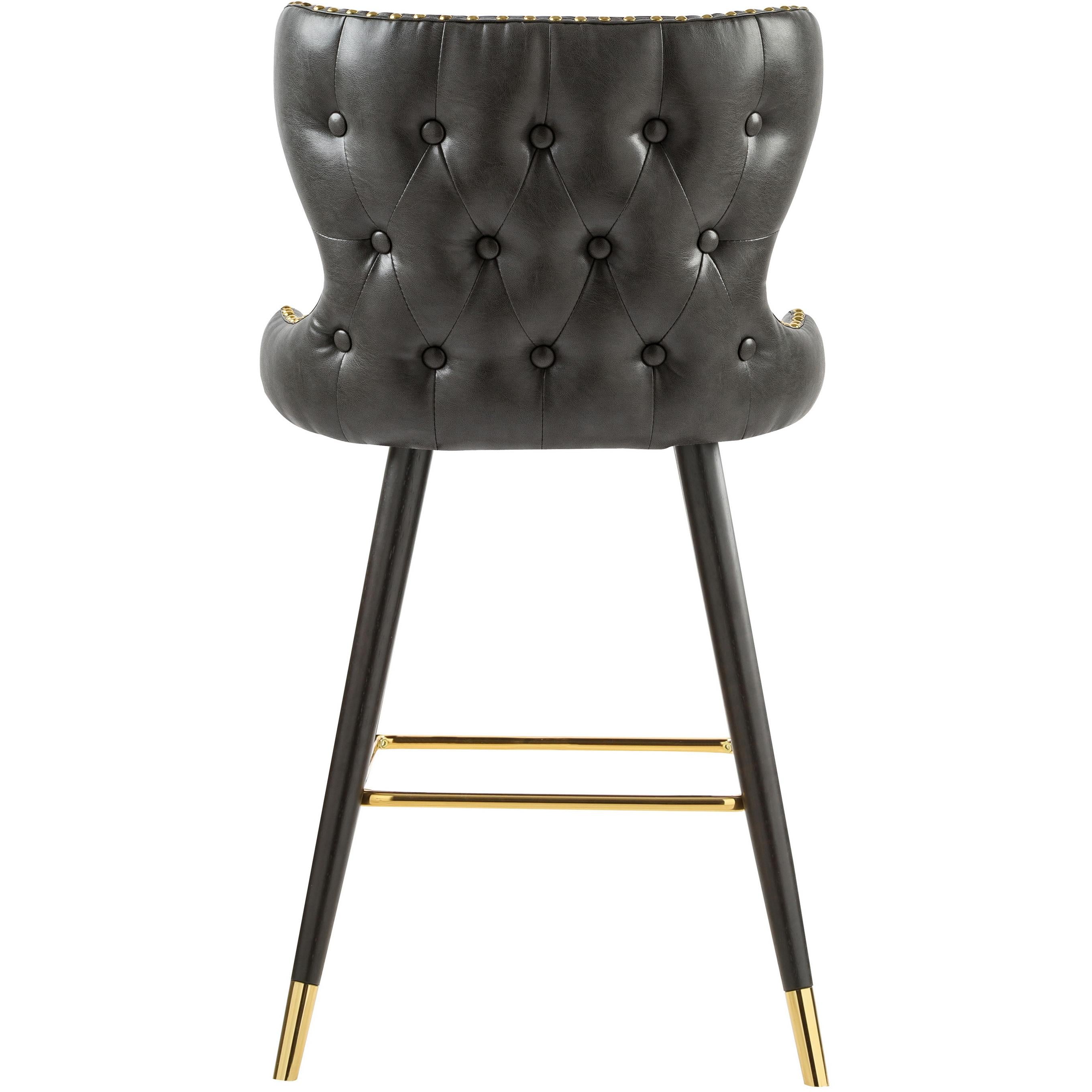 Meridian Hendrix Grey Vegan Leather Counter/Bar Stool