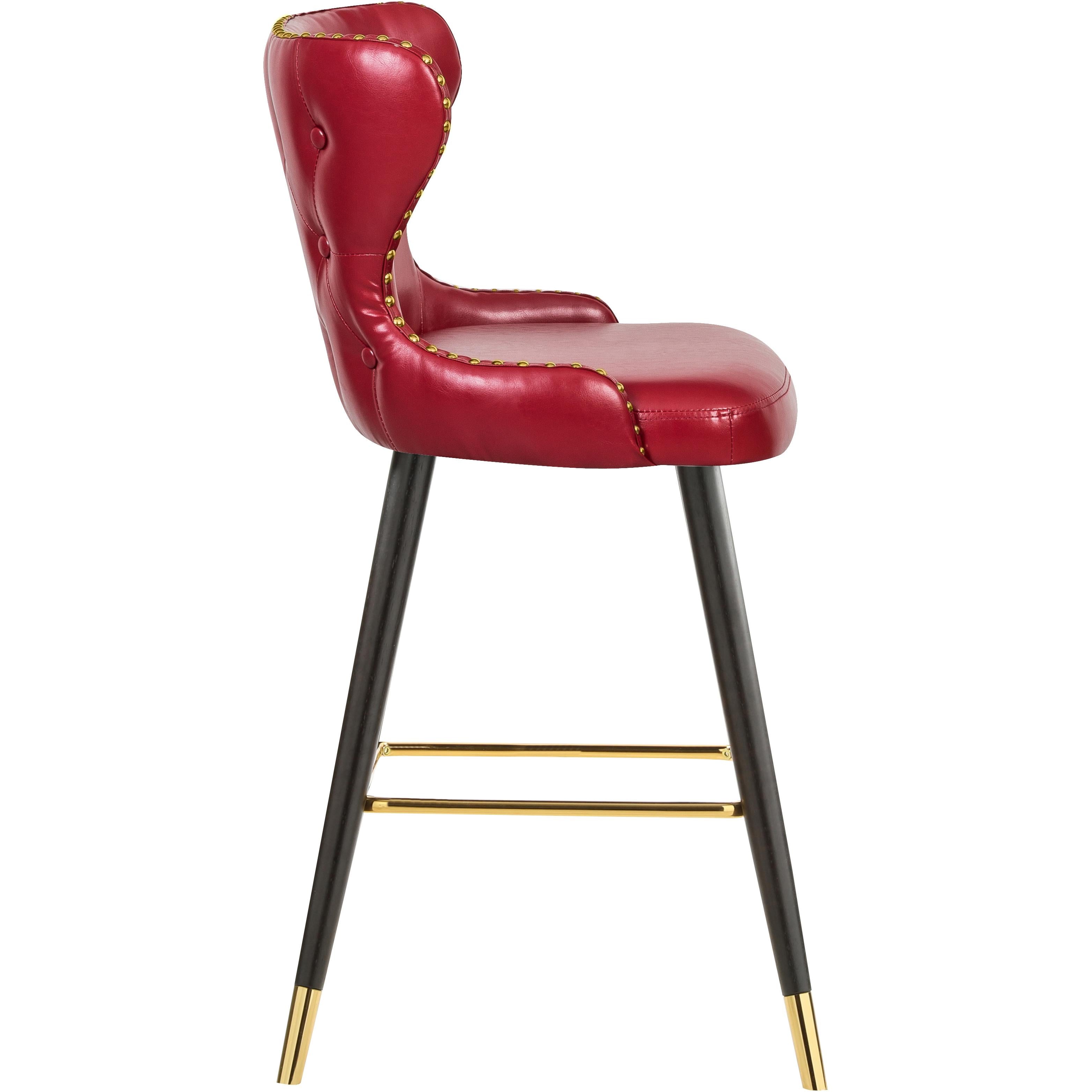 Meridian Hendrix Red Vegan Leather Counter/Bar Stool