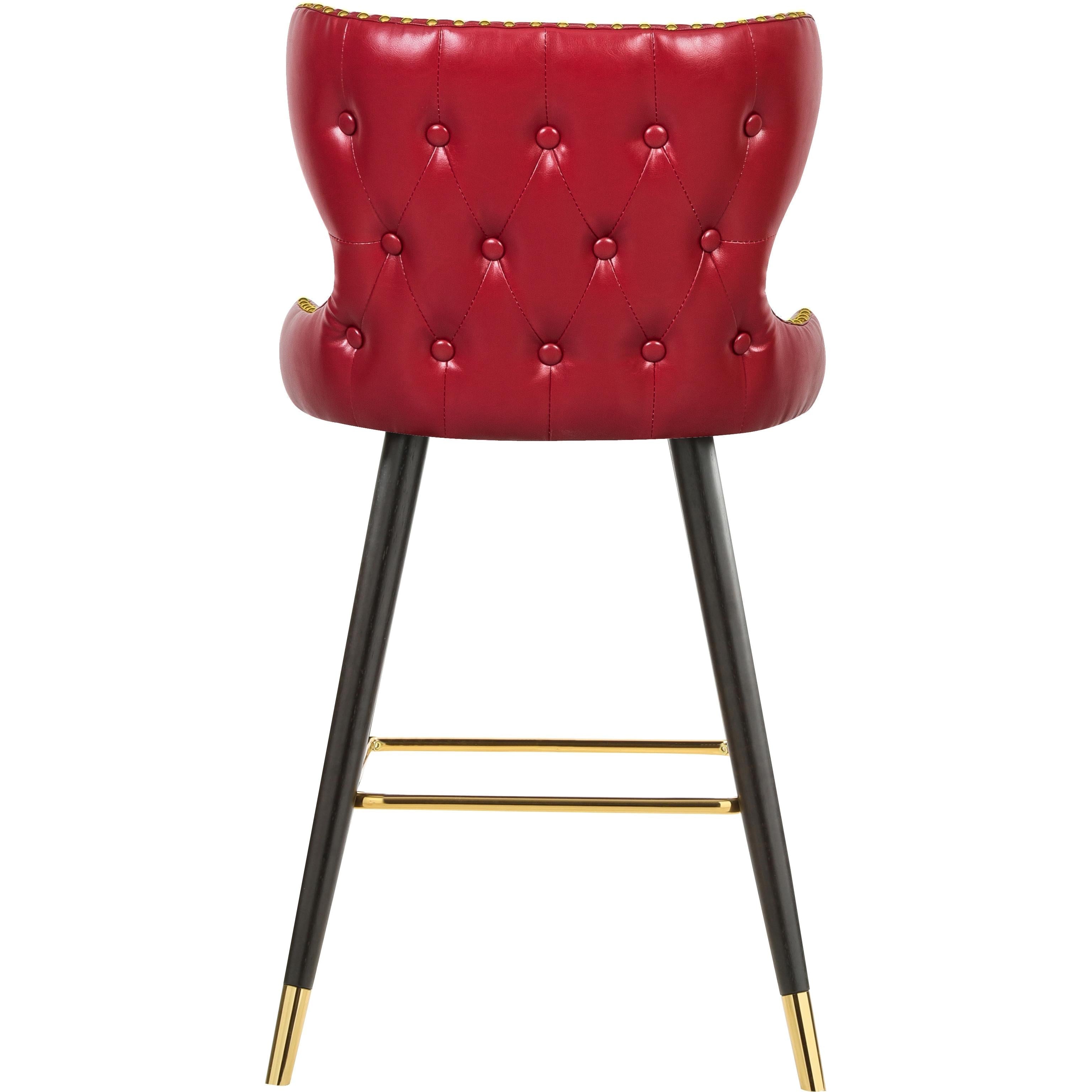 Meridian Hendrix Red Vegan Leather Counter/Bar Stool