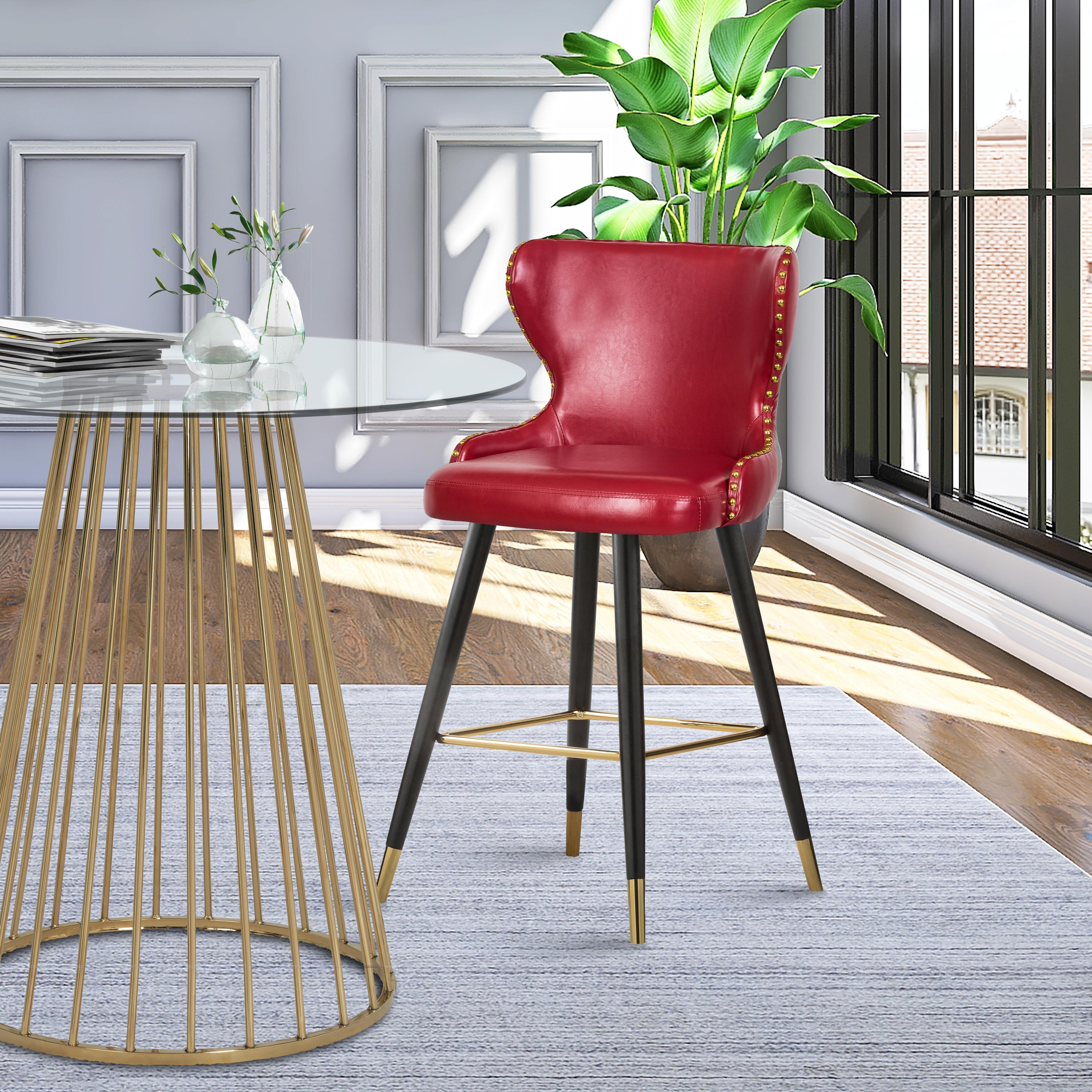 Meridian Hendrix Red Vegan Leather Counter/Bar Stool