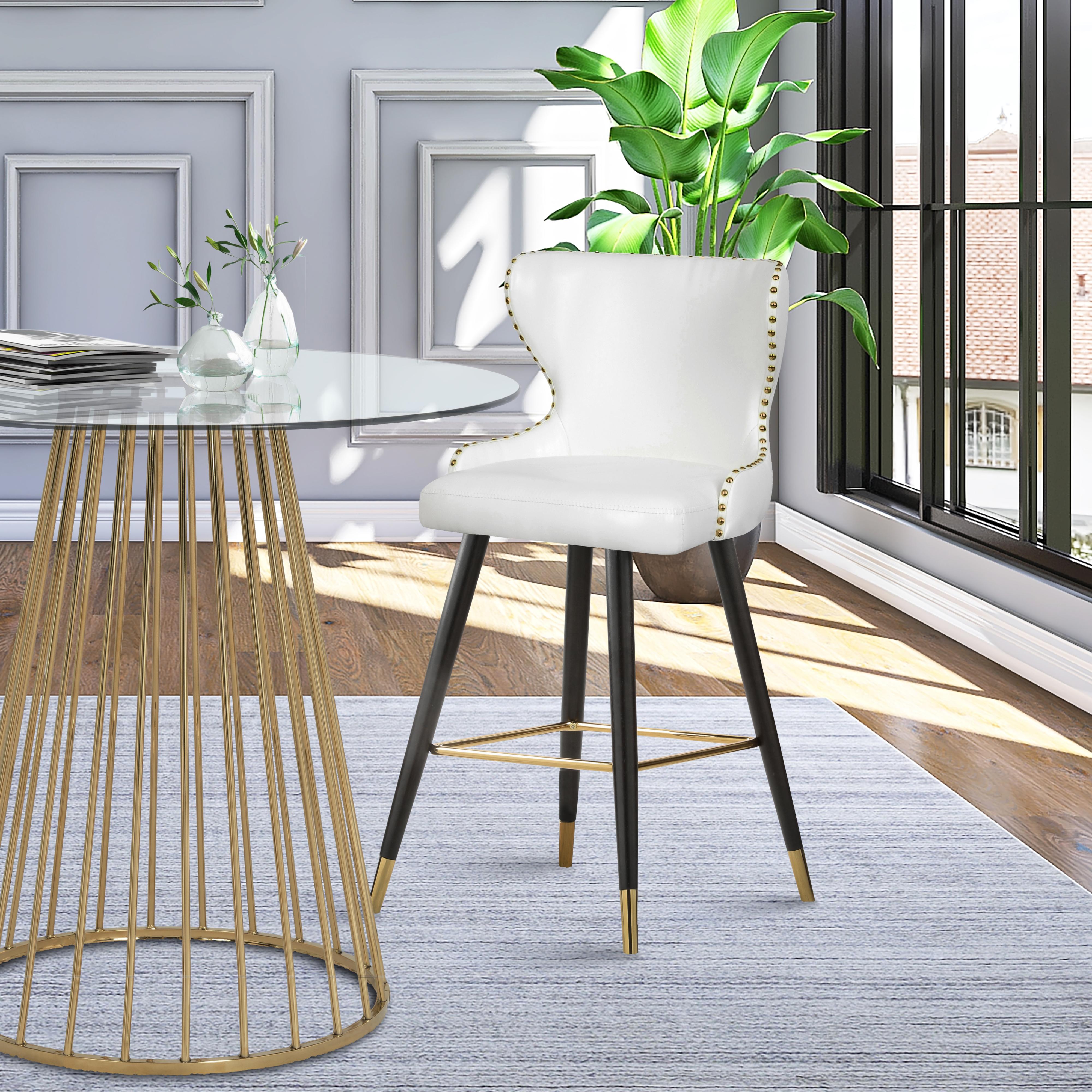 Meridian Hendrix White Vegan Leather Counter/Bar Stool