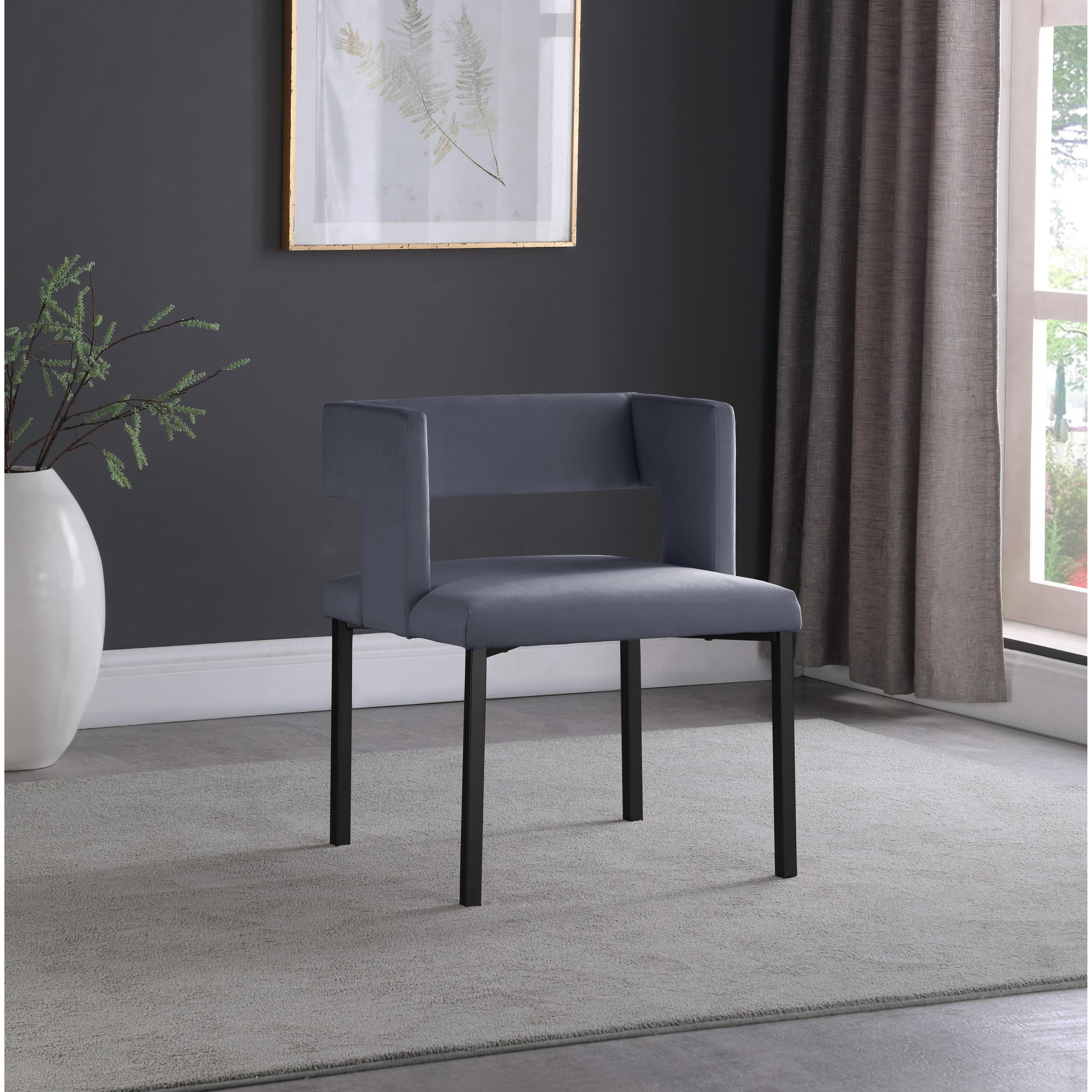 Meridian Caleb Grey Velvet Dining Chair