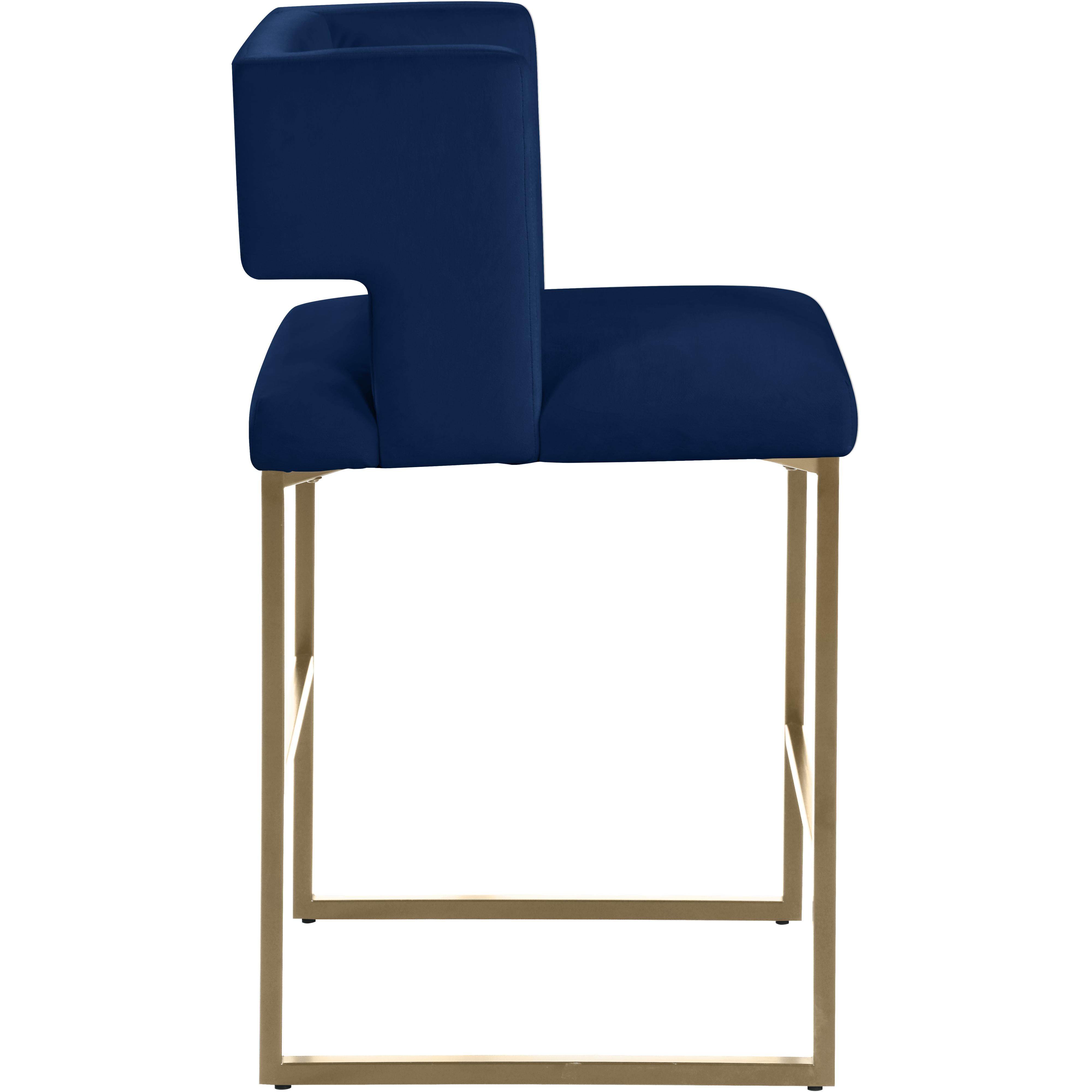 Meridian Caleb Navy Velvet Counter Stool