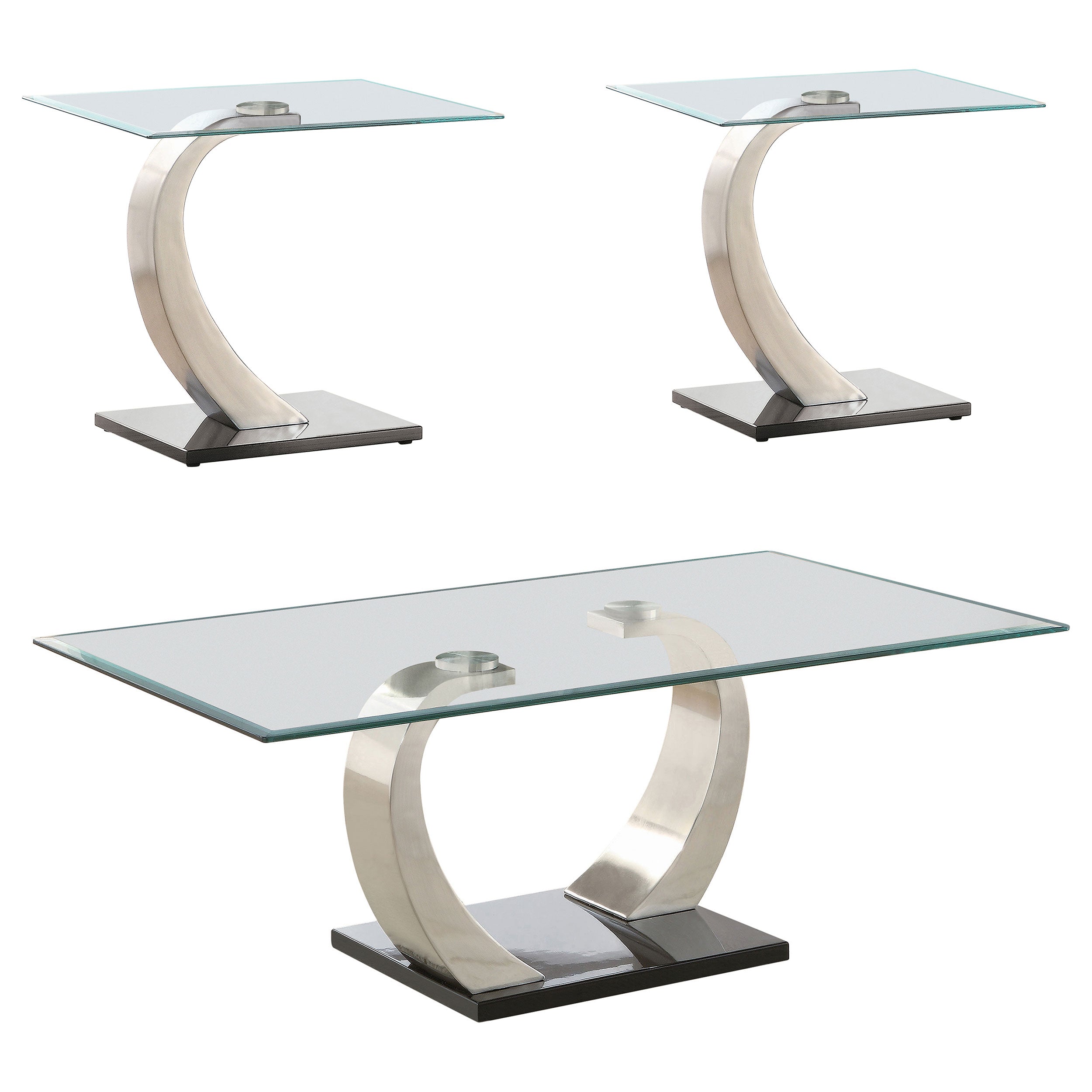 Pruitt  Coffee and End Table Set Satin Silver