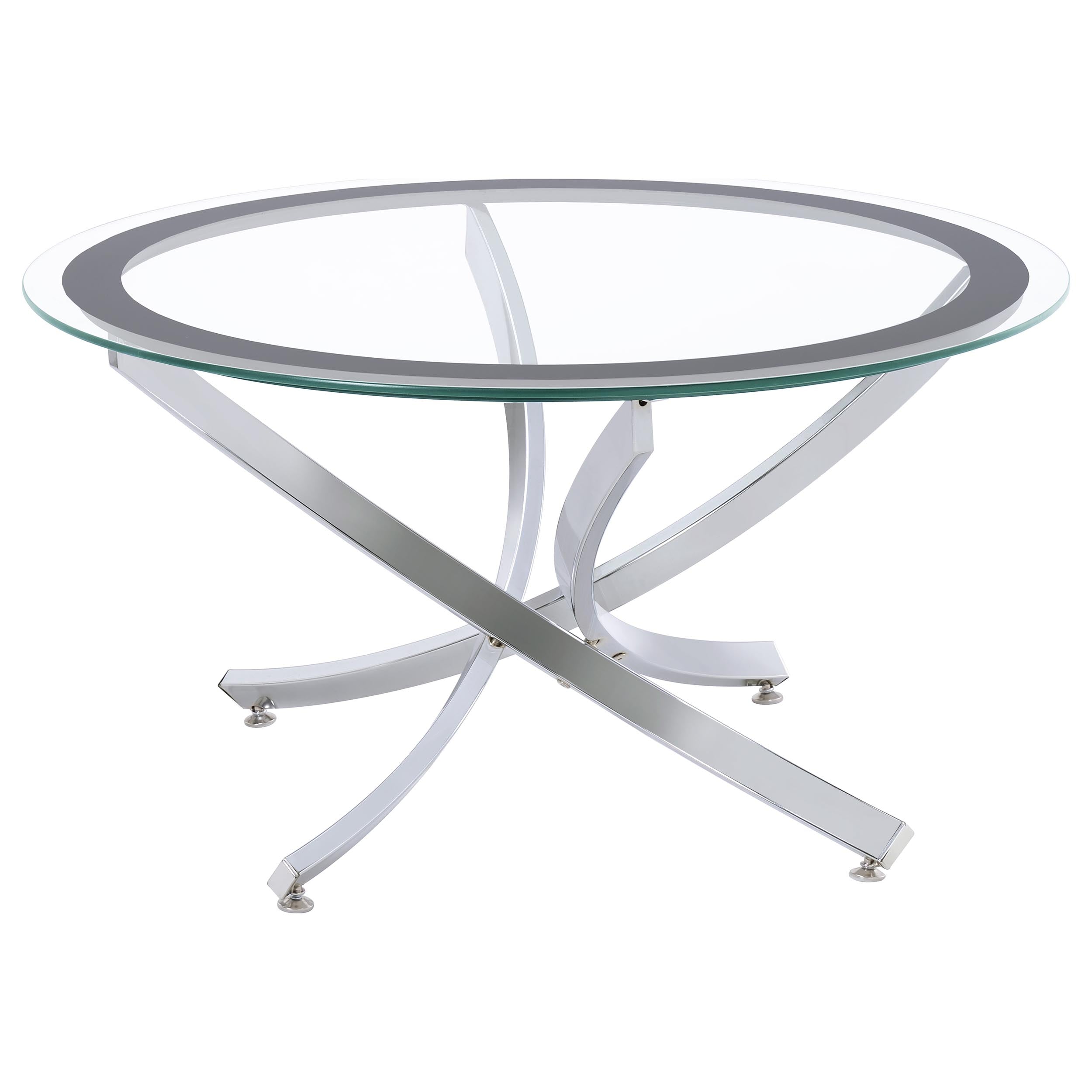 Brooke  Round Coffee and End Table Set Chrome