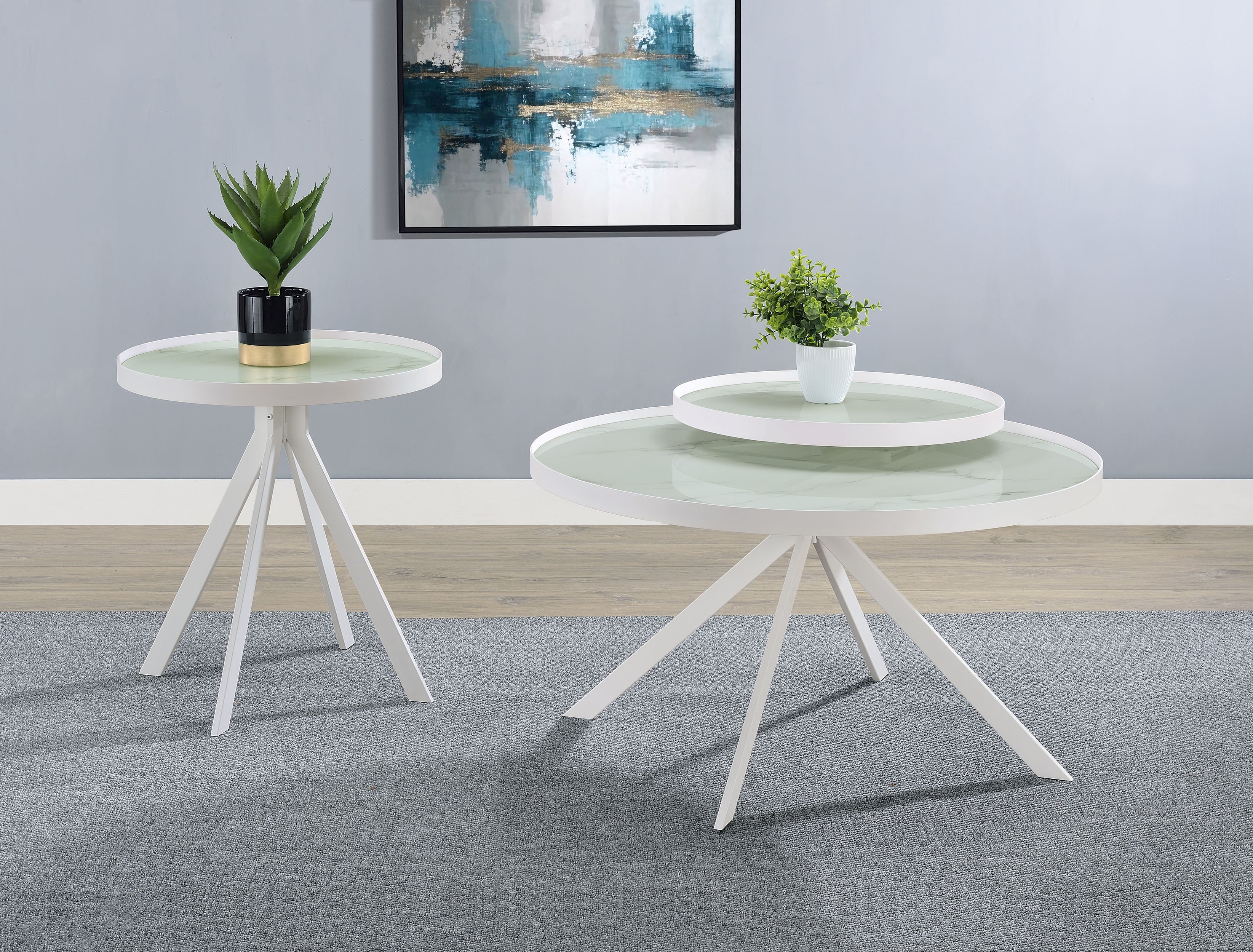 Briggs  Round Coffee and End Table Set Black