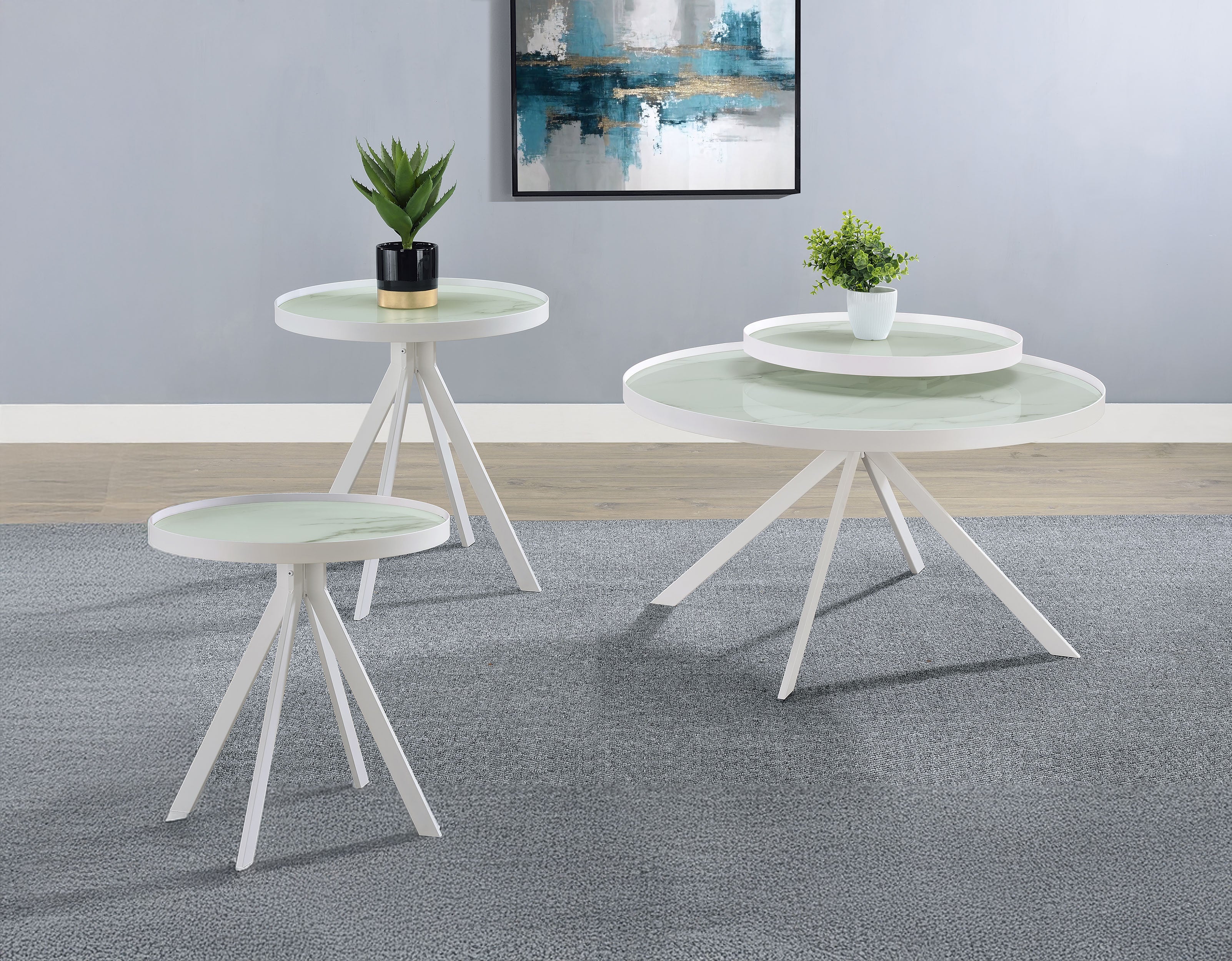 Briggs  Round Coffee and End Table Set Black