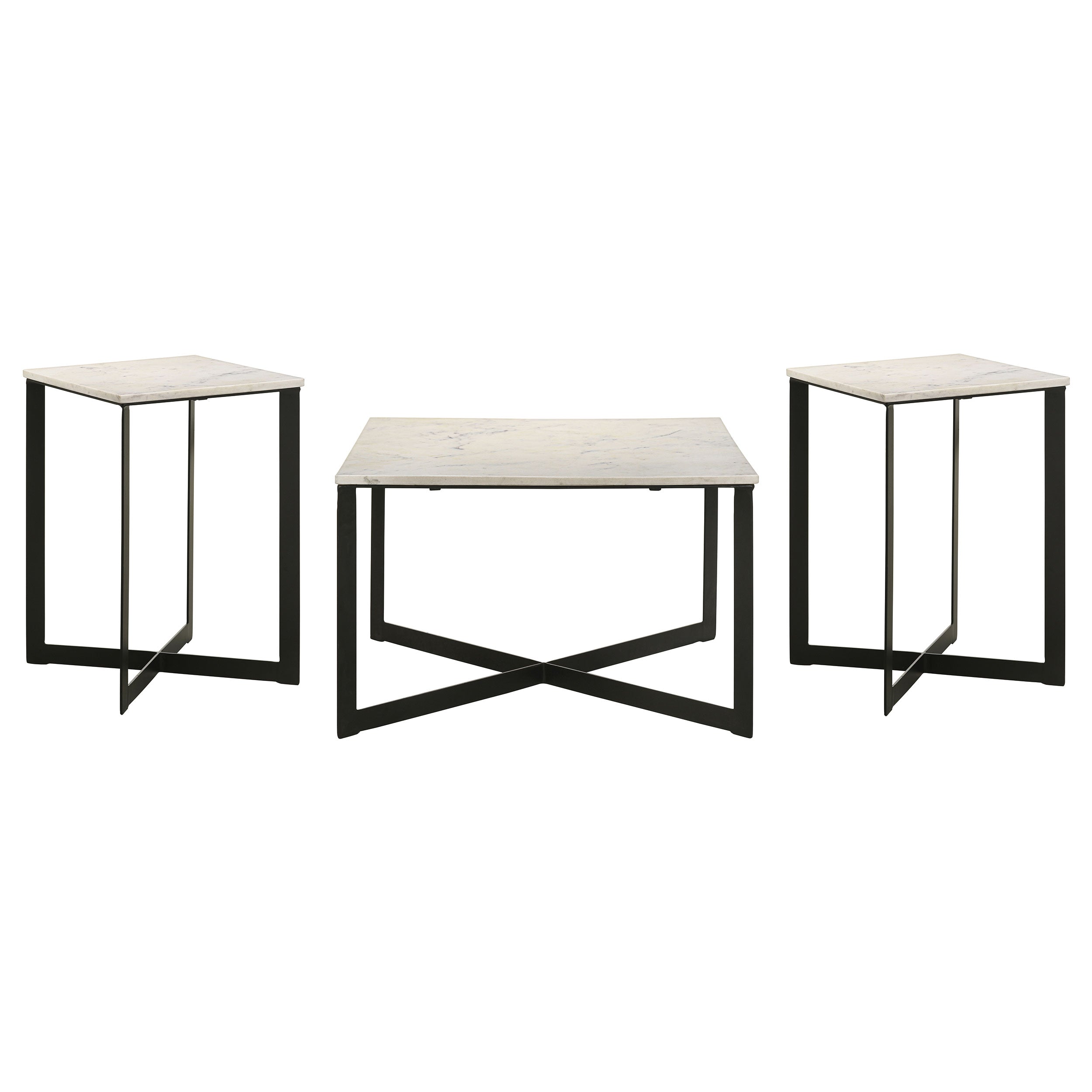 Tobin  Marble Top Coffee and End Table Set White