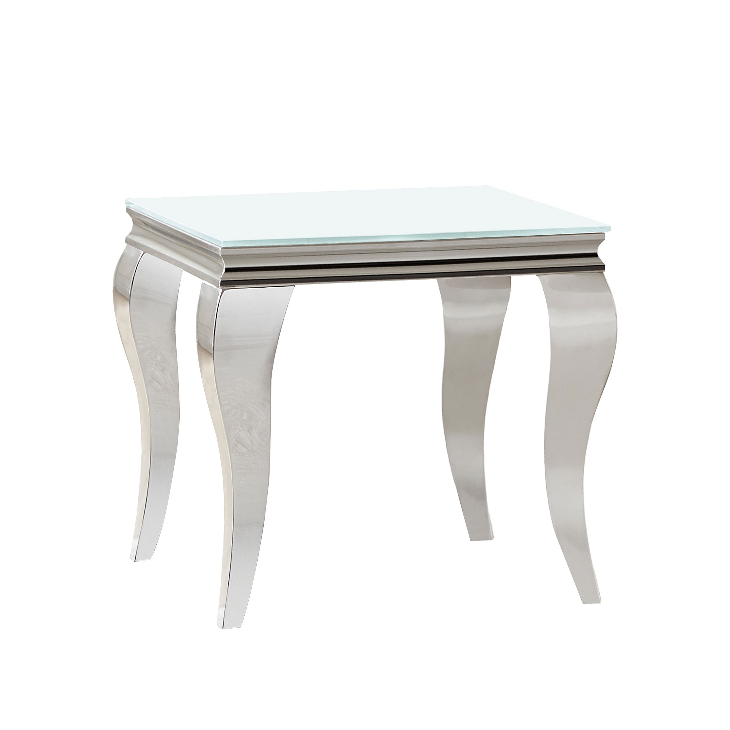 Carone Square Glass Top End Side Table Black and Chrome