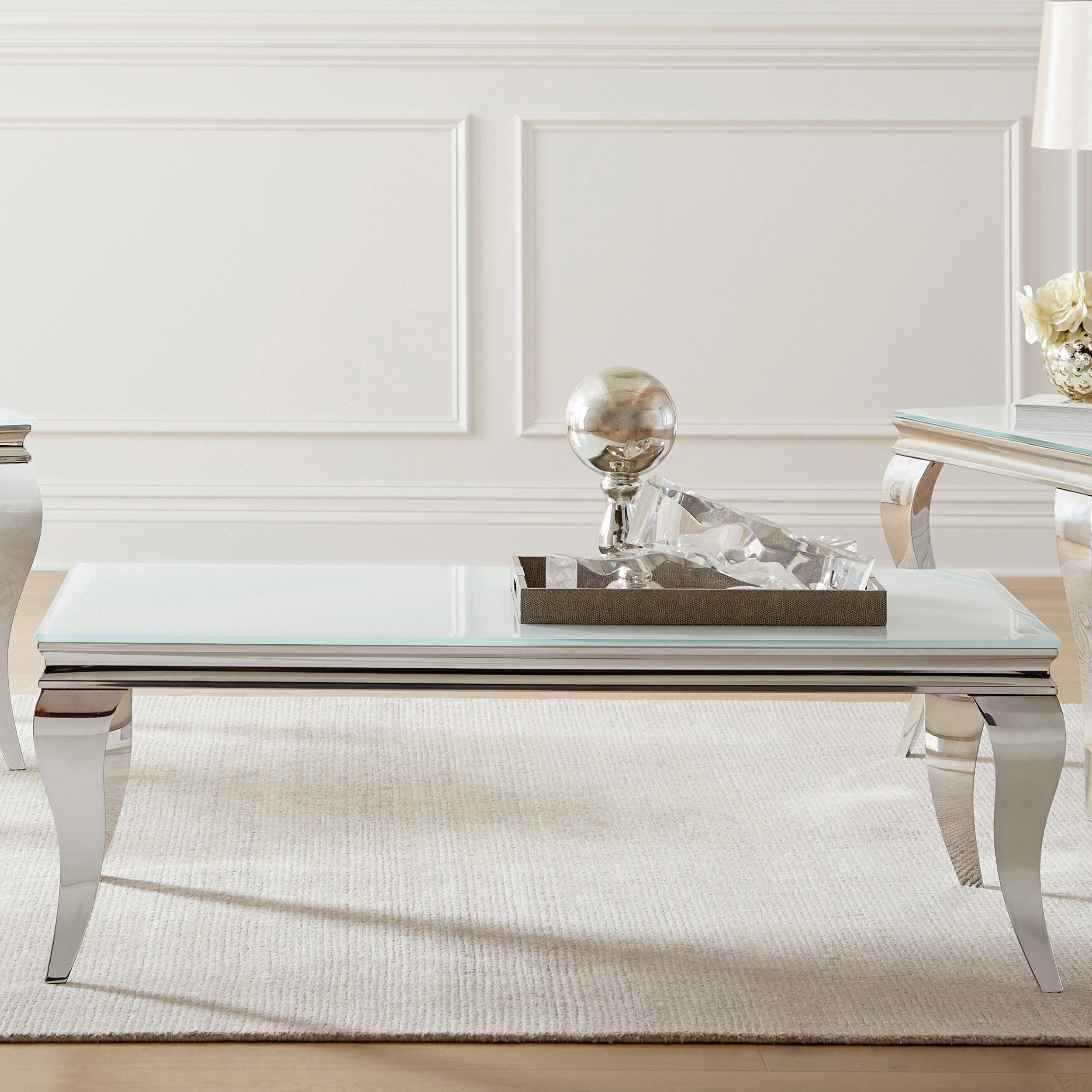 Carone Rectangular Glass Top Coffee Table Black and Chrome