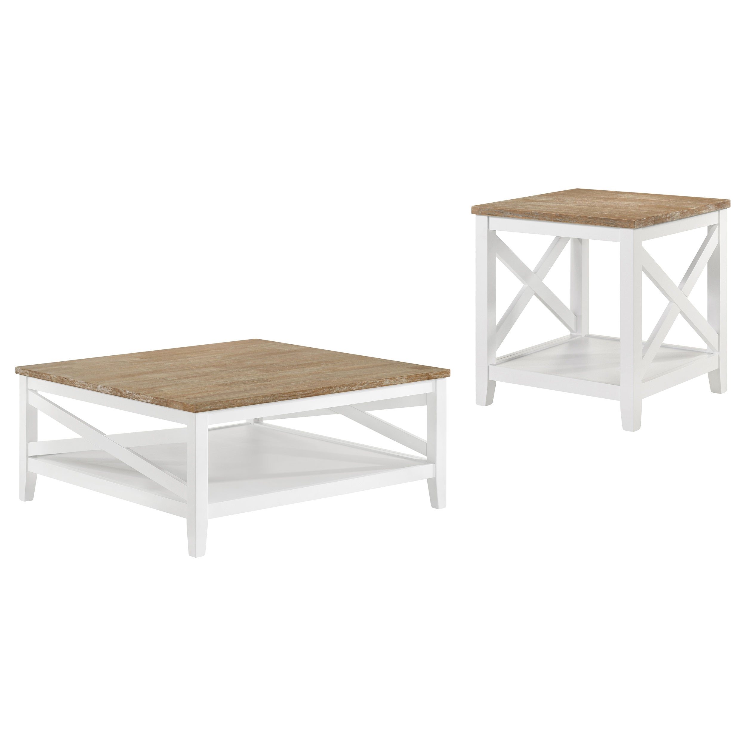 Hollis  Square Coffee and End Table Set White