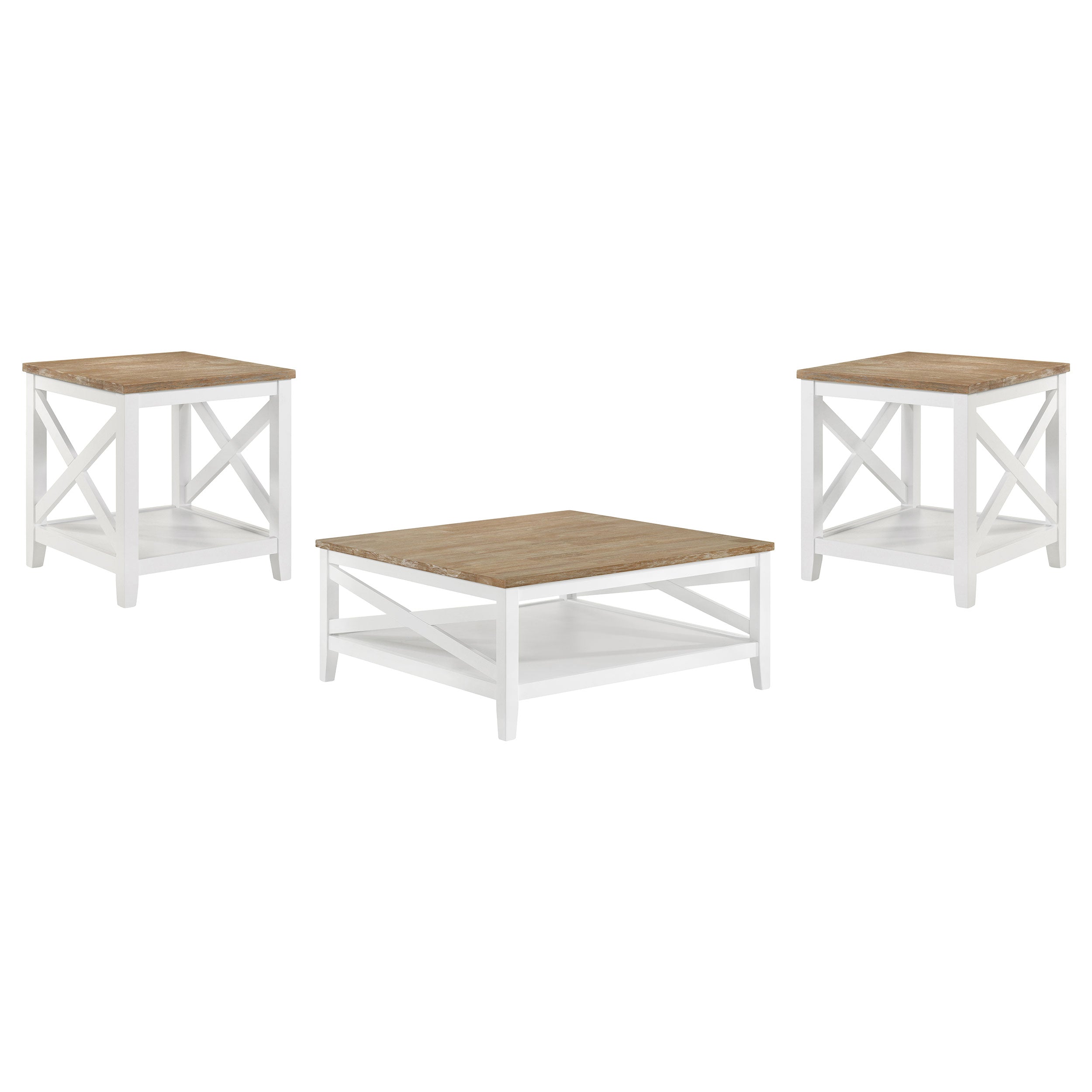 Hollis  Square Coffee and End Table Set White
