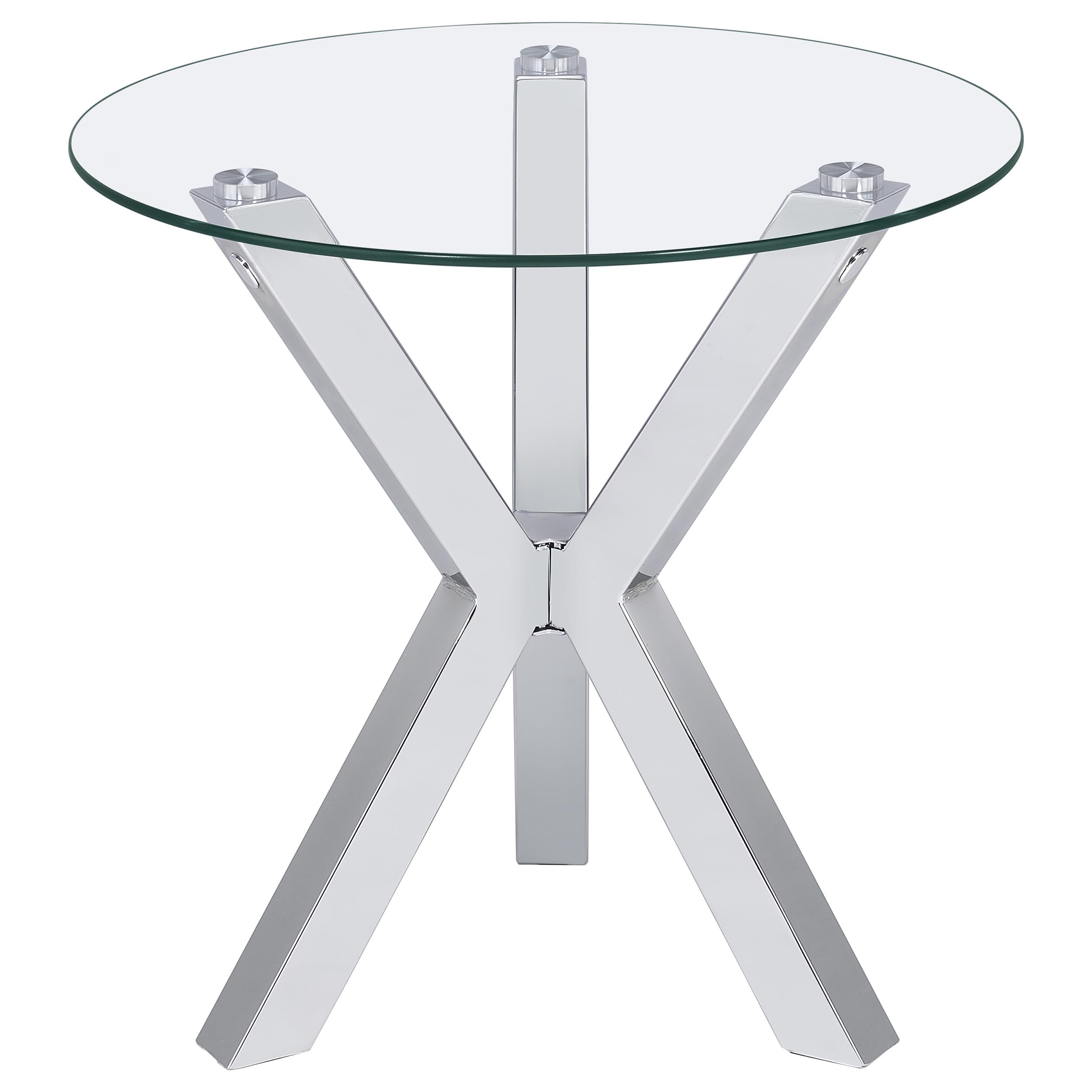 Kenzie  Round Coffee and End Table Set Chrome