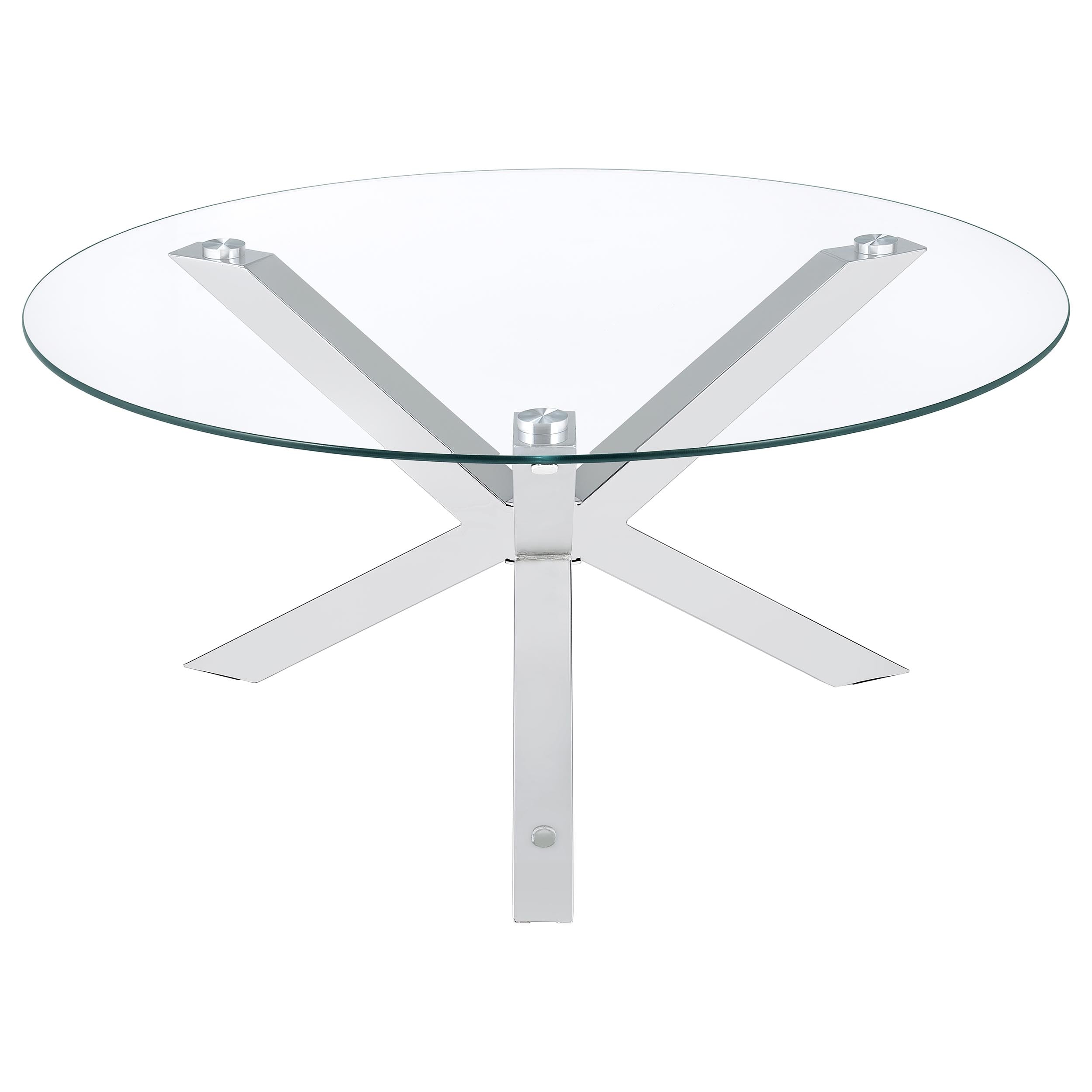 Kenzie  Round Coffee and End Table Set Chrome