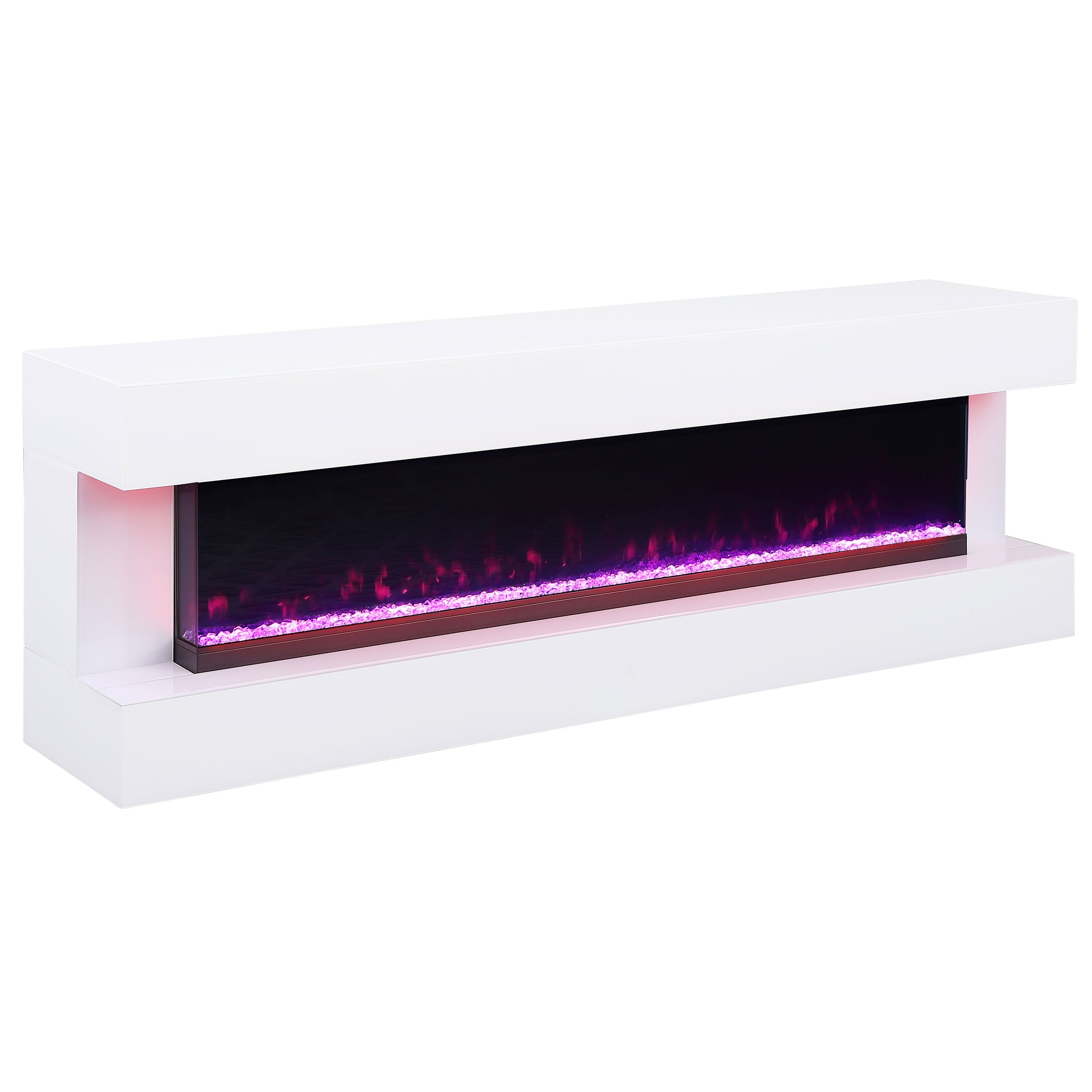 Vallerie 71-inch TV Stand with Visual Flame Box Black