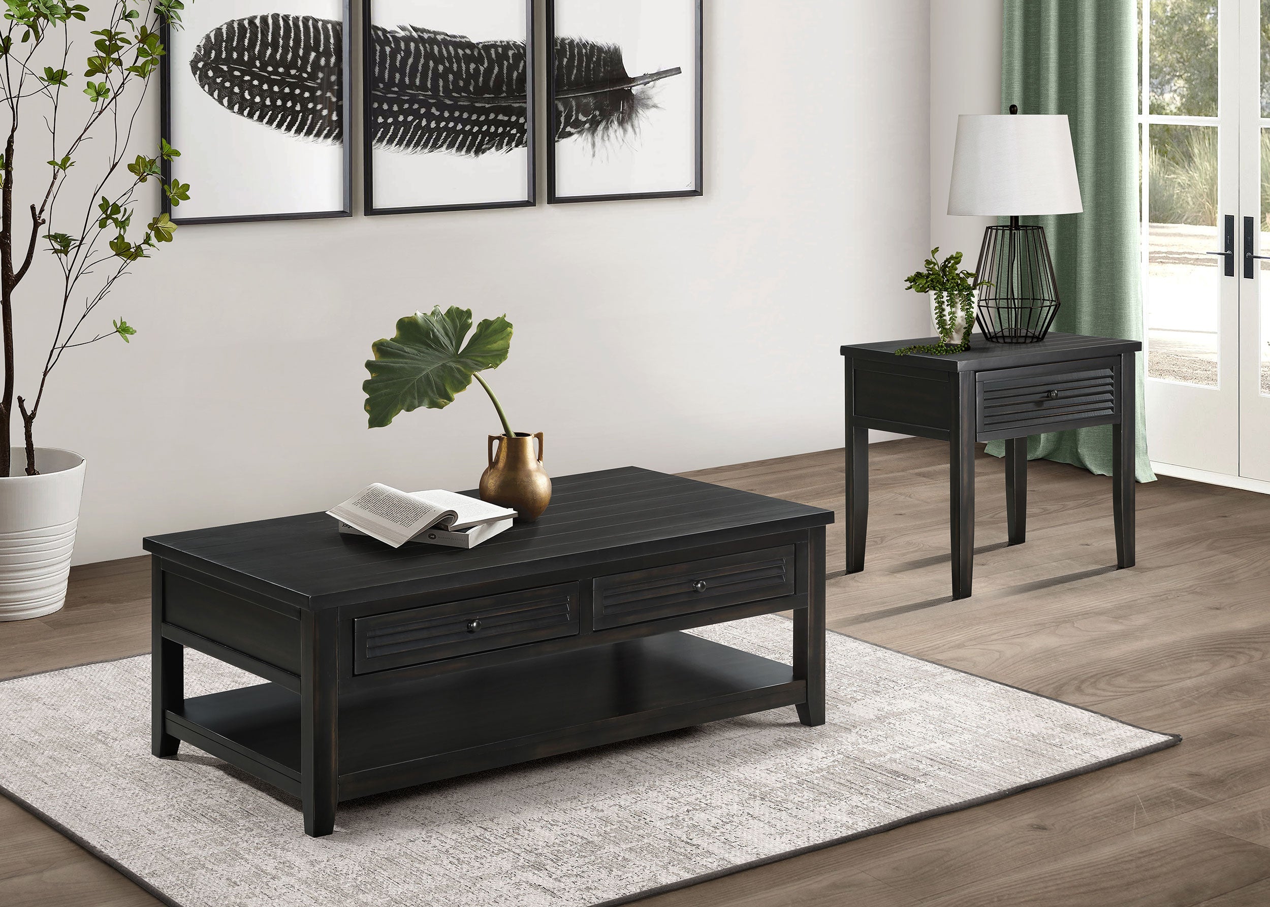 Colmar  Engineered Wood Coffee Table Set Golden Oak