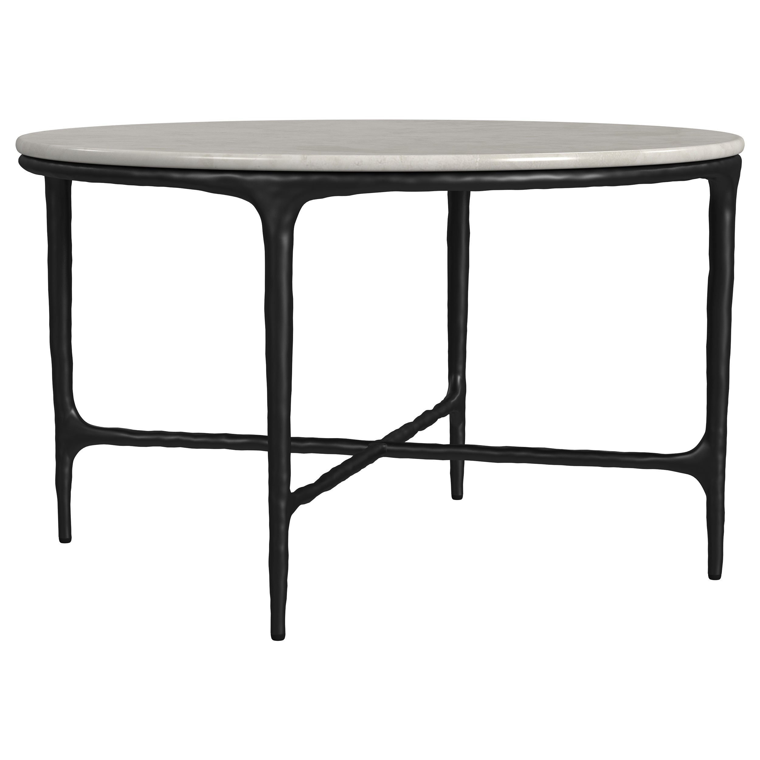 Hermas  Round Marble Coffee and End Table Set White