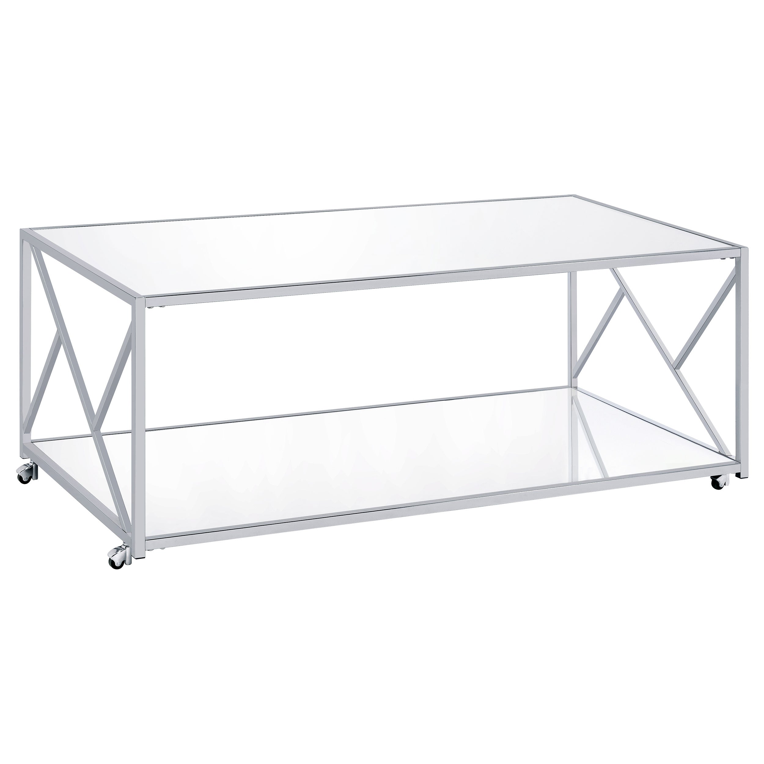 Provins  Coffee and End Table Set Mirror and Chrome