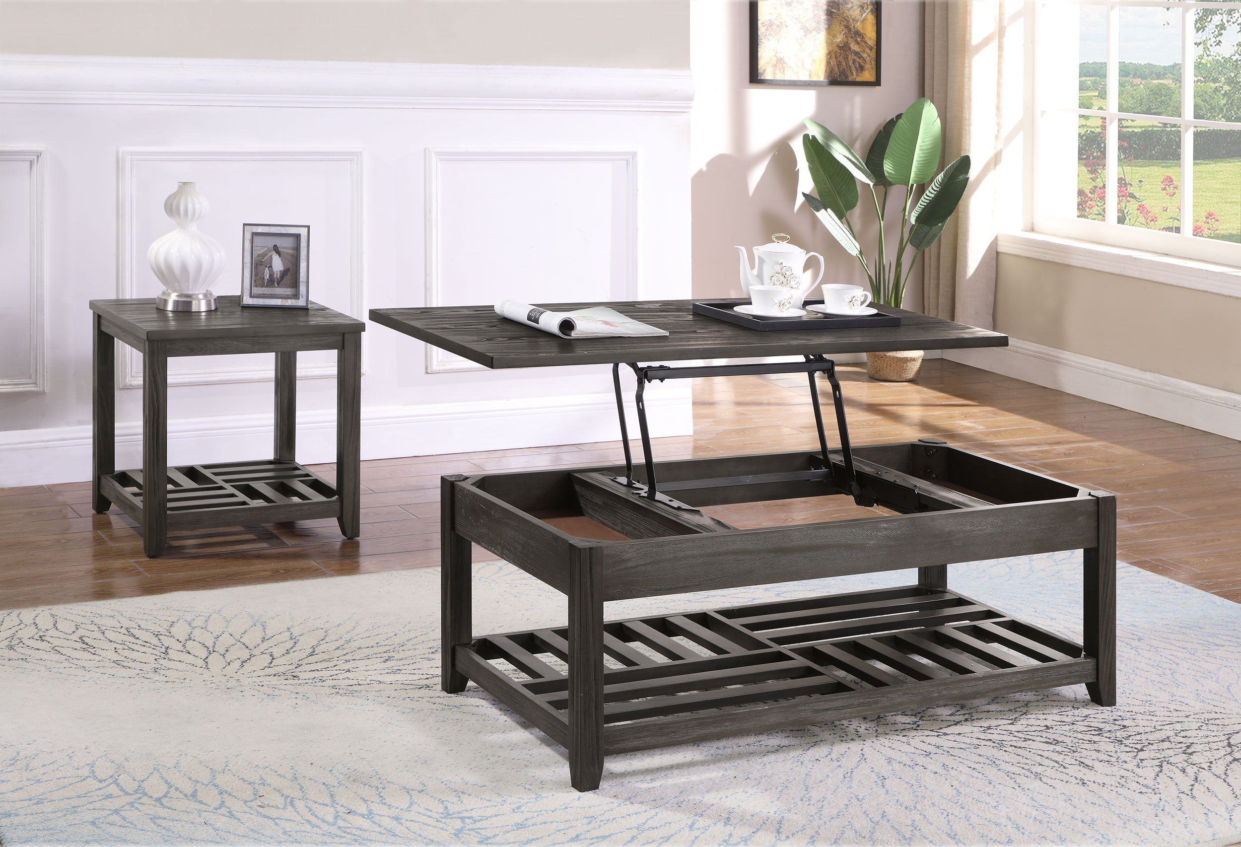 Cliffview  Lift Top Coffee and End Table Set Grey