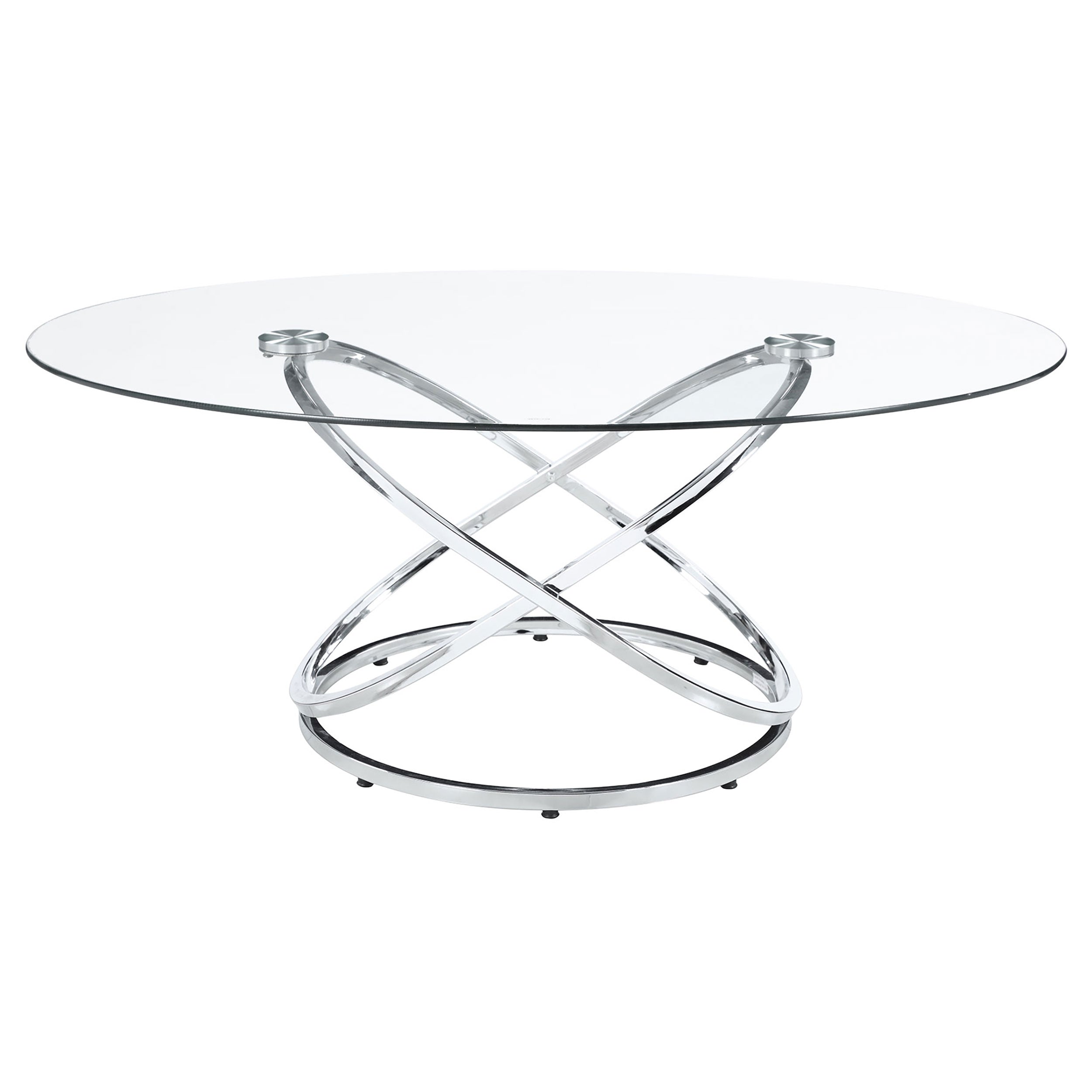 Warren  Oval Glass Top Coffee Table Set Chrome