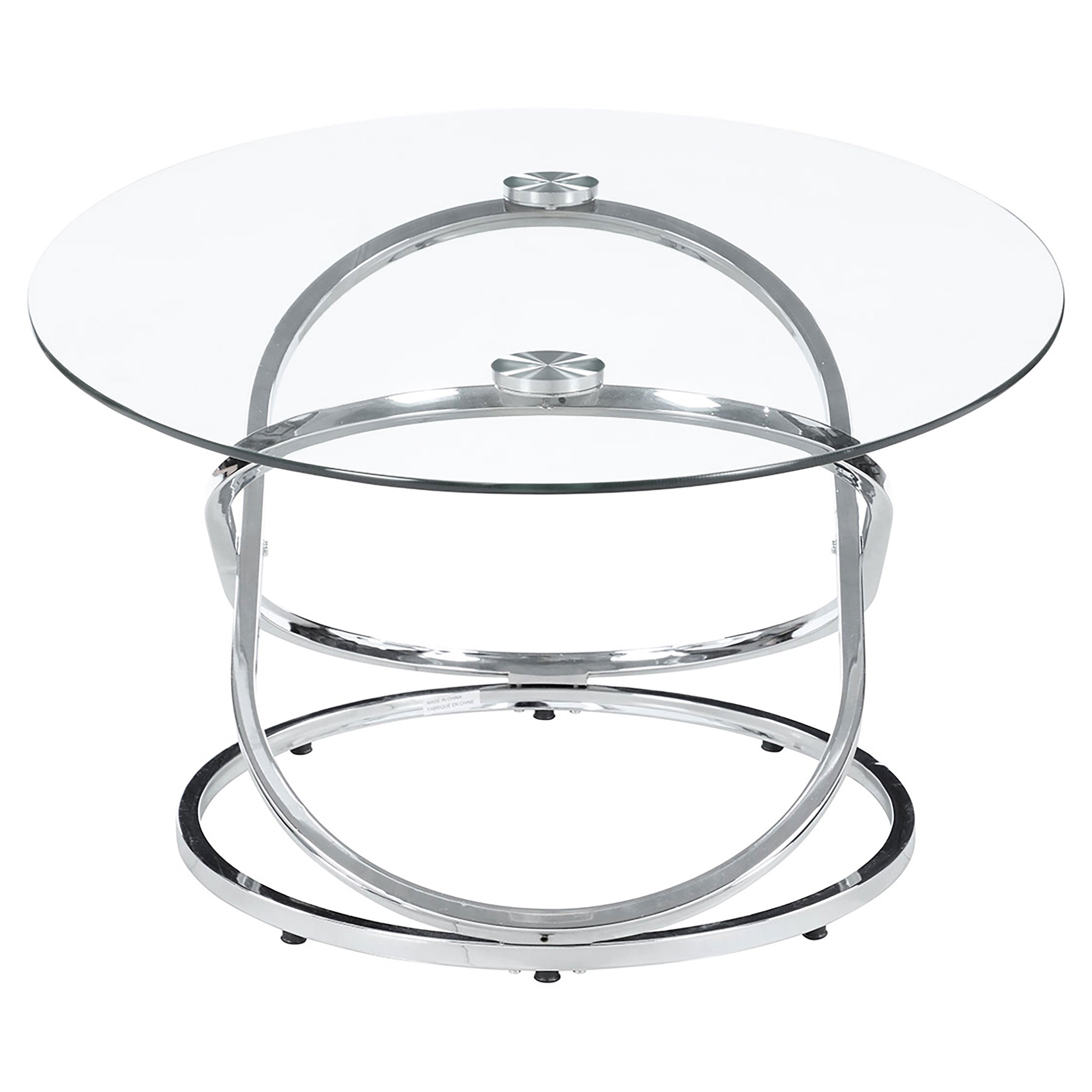 Warren  Oval Glass Top Coffee Table Set Chrome