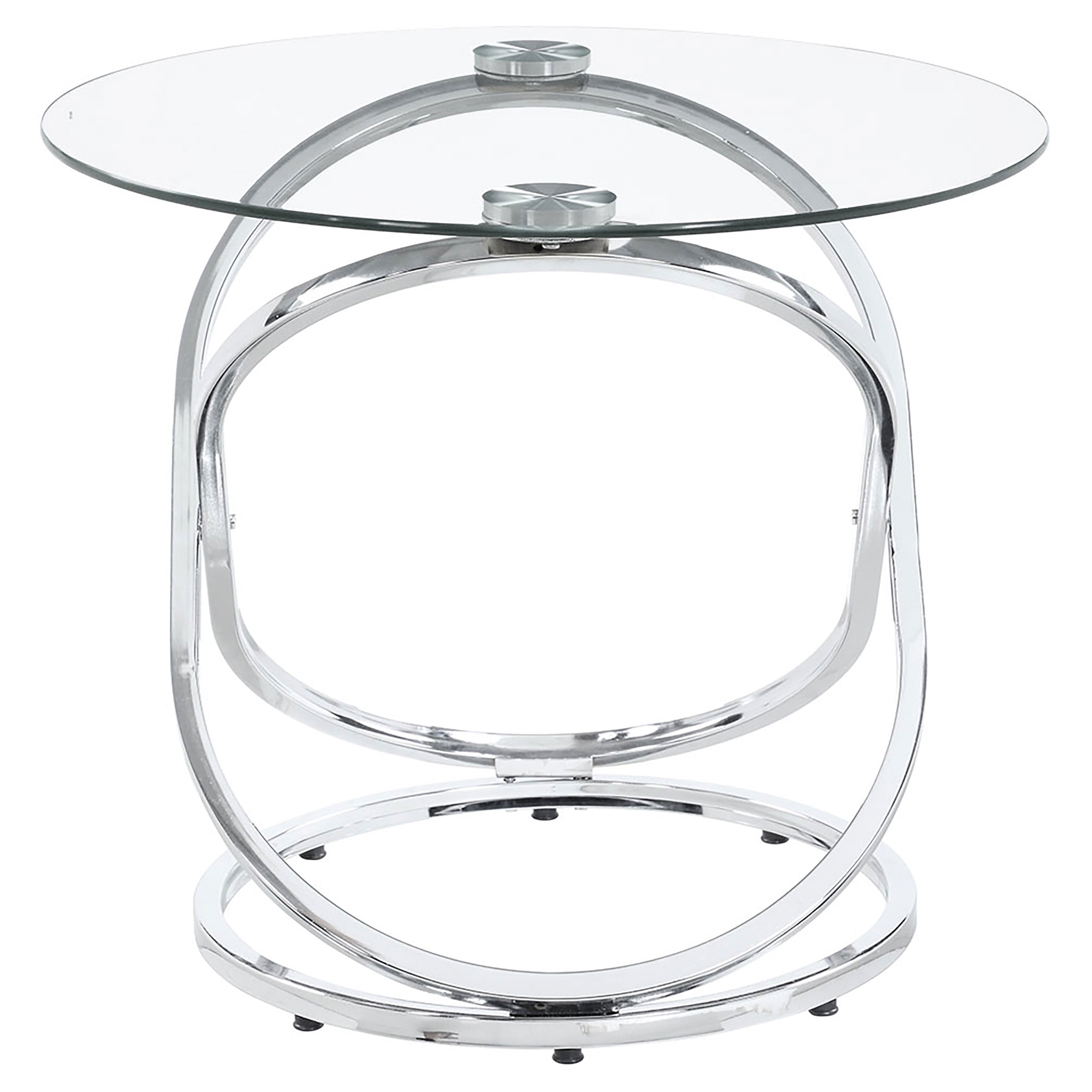 Warren  Oval Glass Top Coffee Table Set Chrome