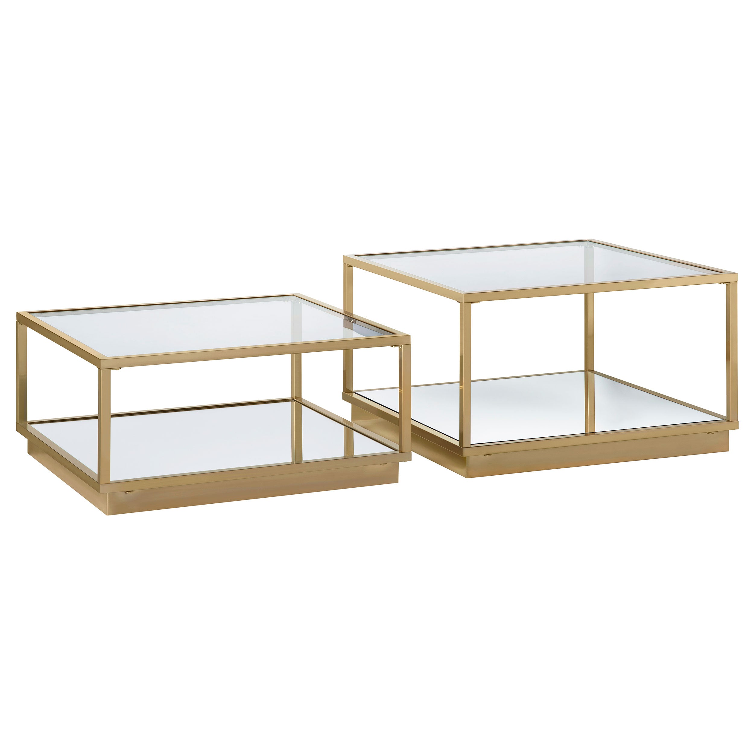 Renee  Square Coffee Table Set Rose Brass