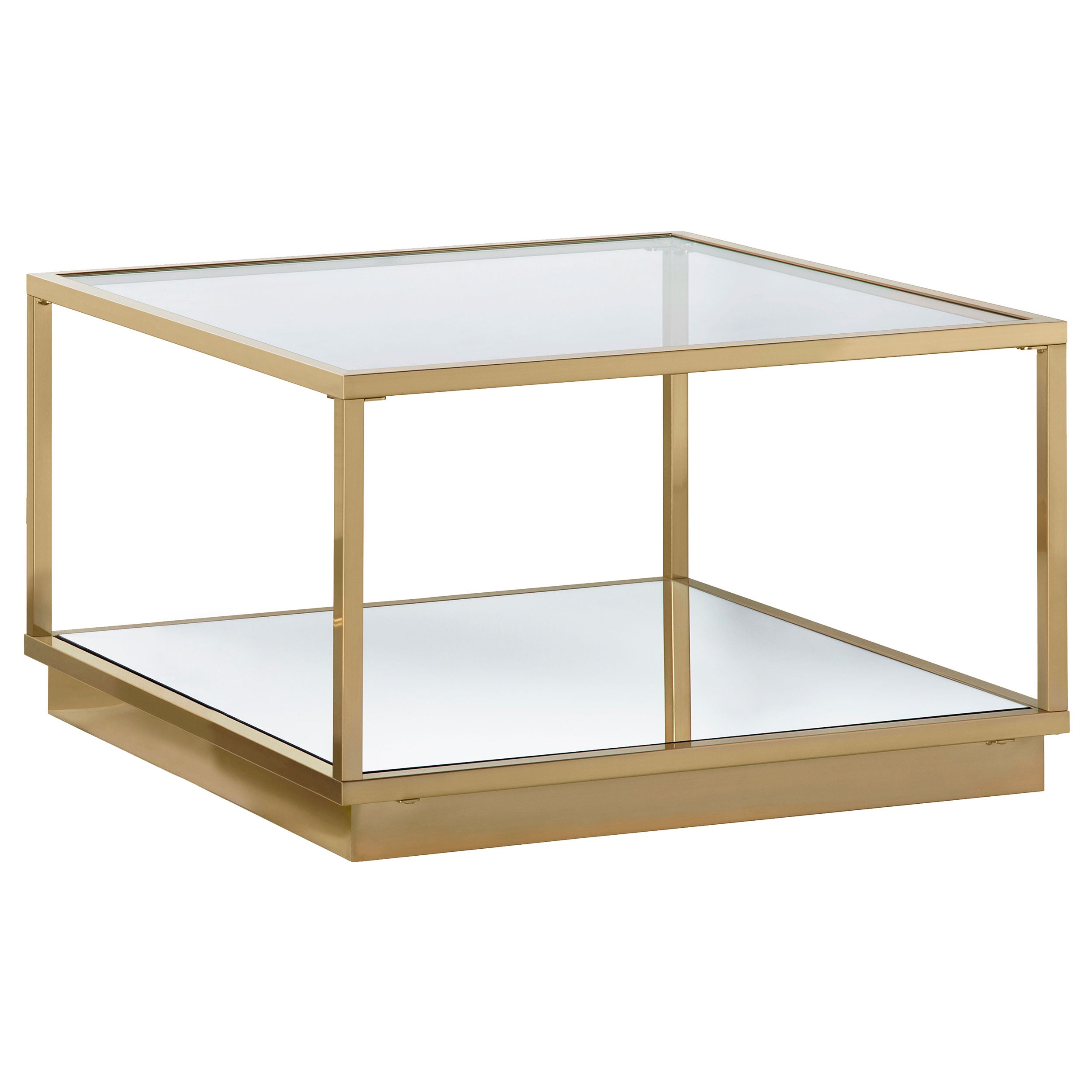 Renee  Square Coffee Table Set Rose Brass
