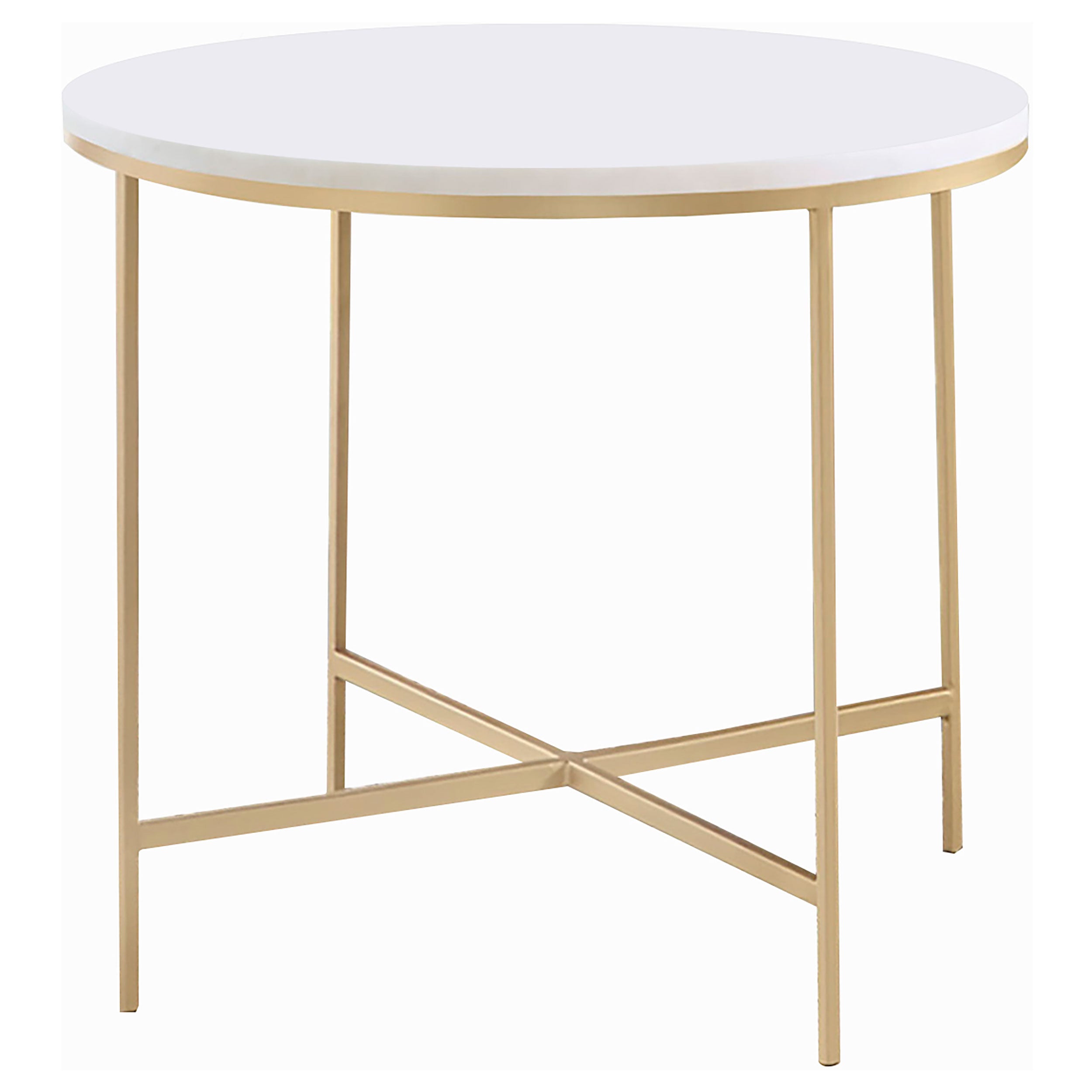 Ellison  Round Marble Coffee and End Table Set White
