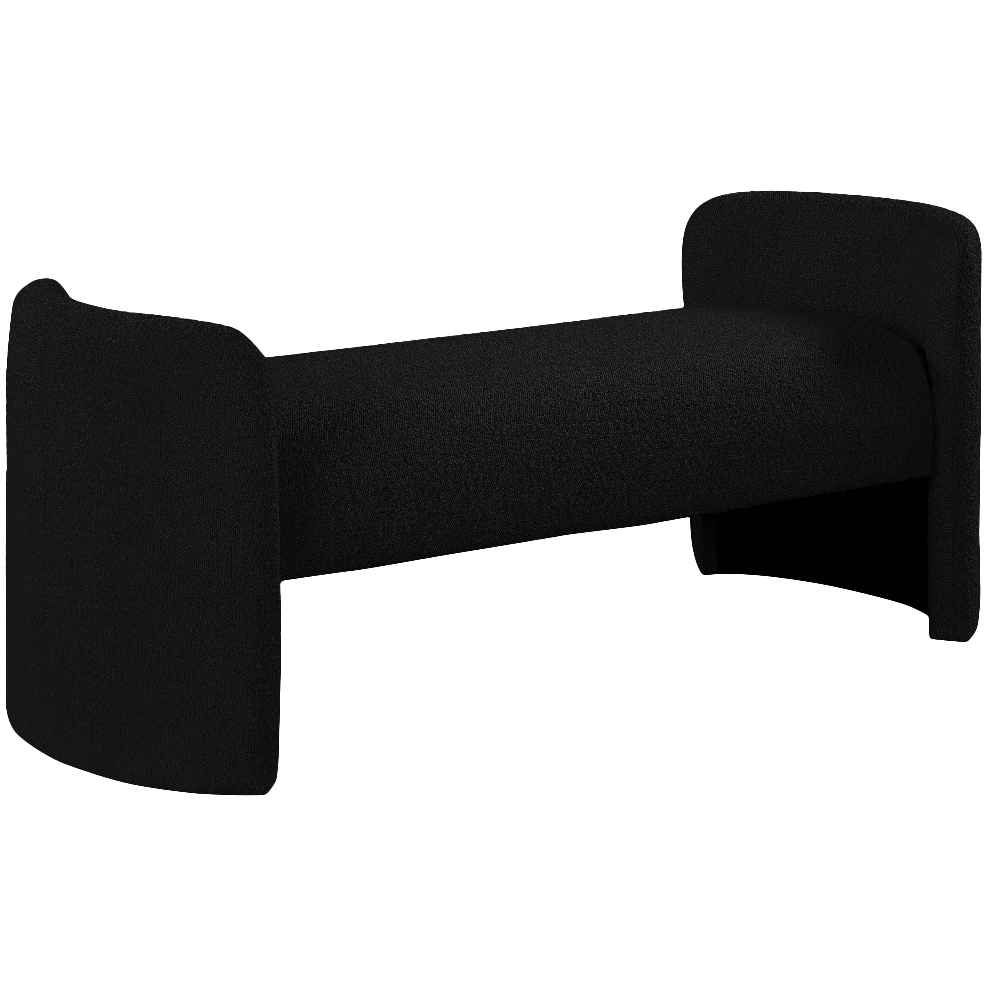 Meridian Peyton Black Boucle Fabric Bench