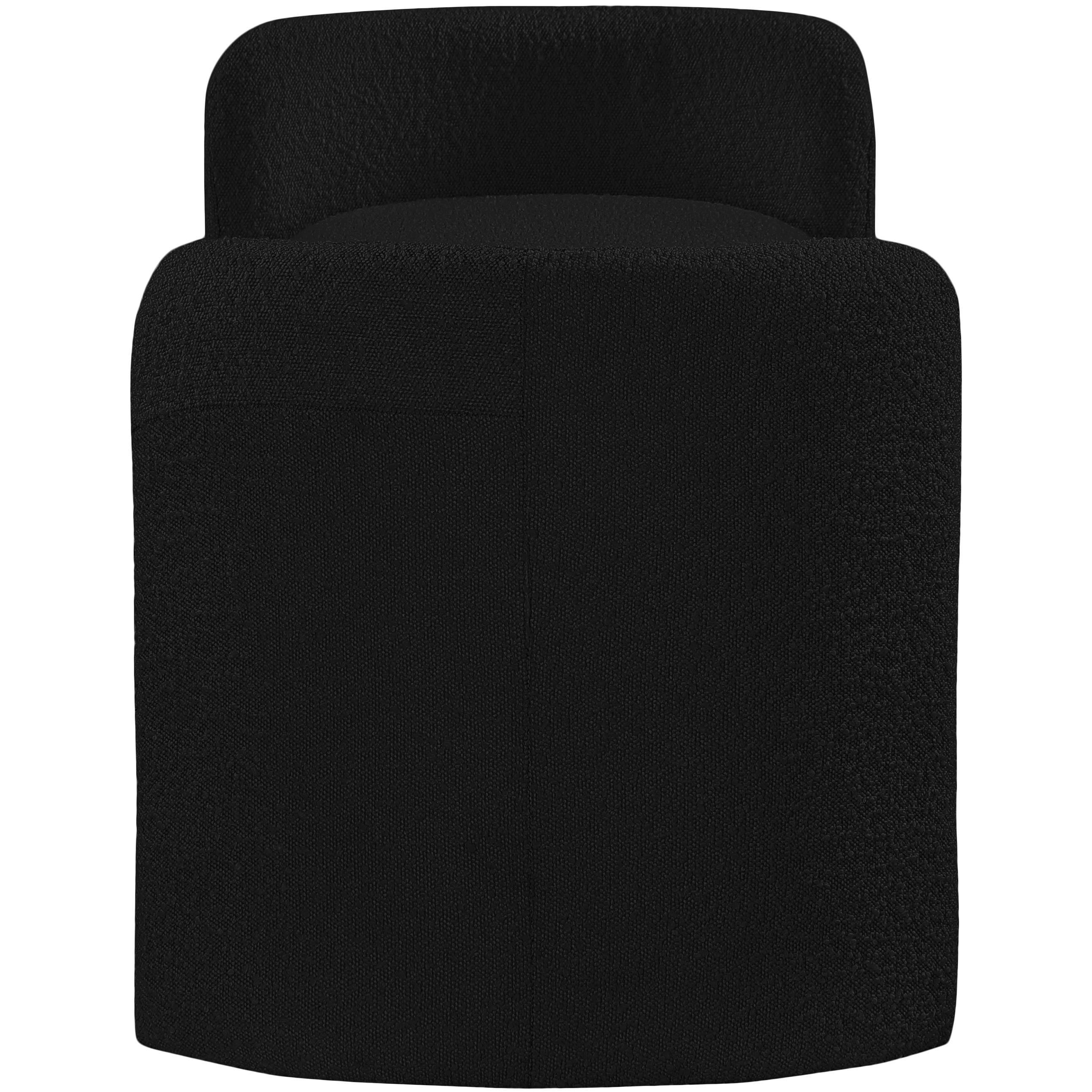 Meridian Peyton Black Boucle Fabric Bench
