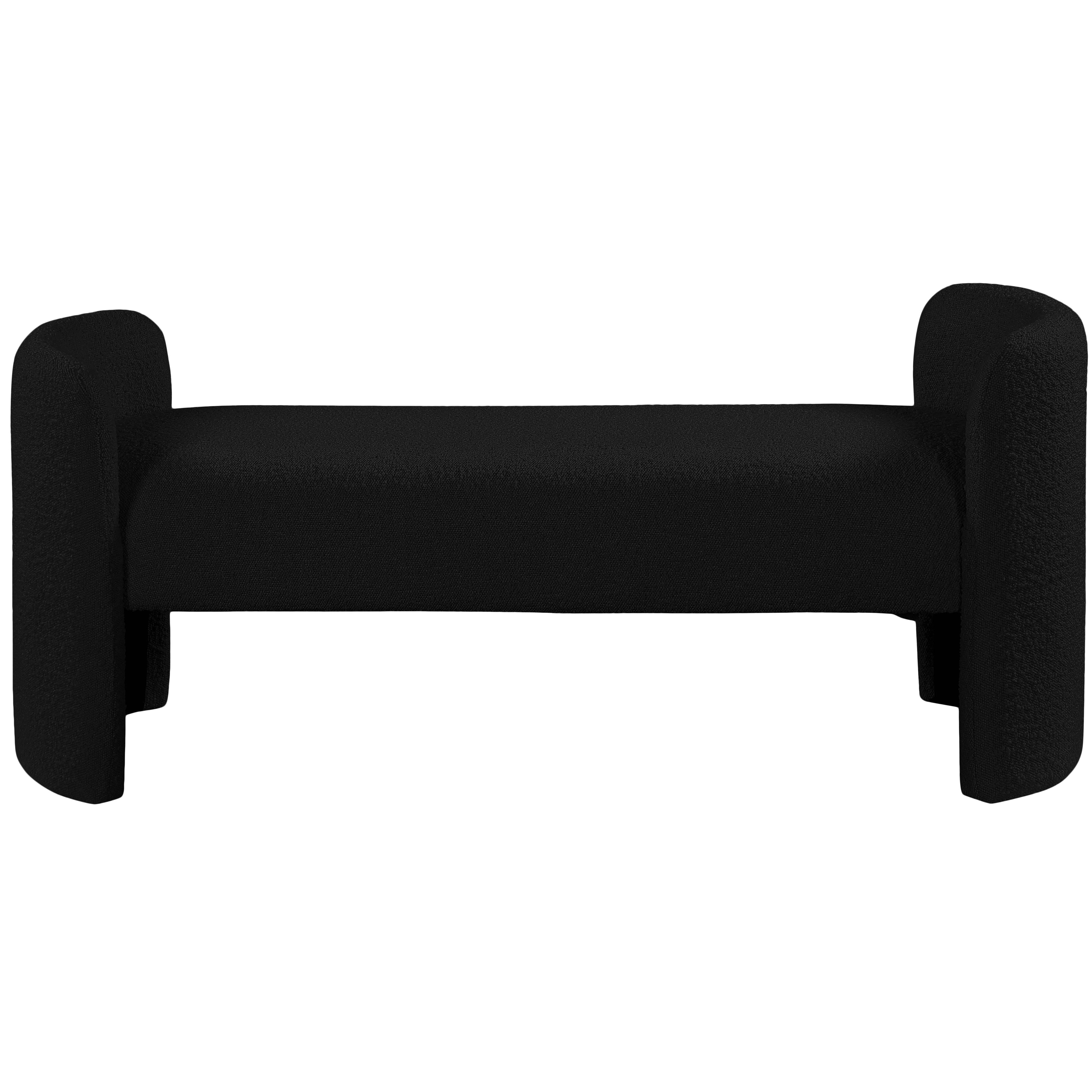 Meridian Peyton Black Boucle Fabric Bench
