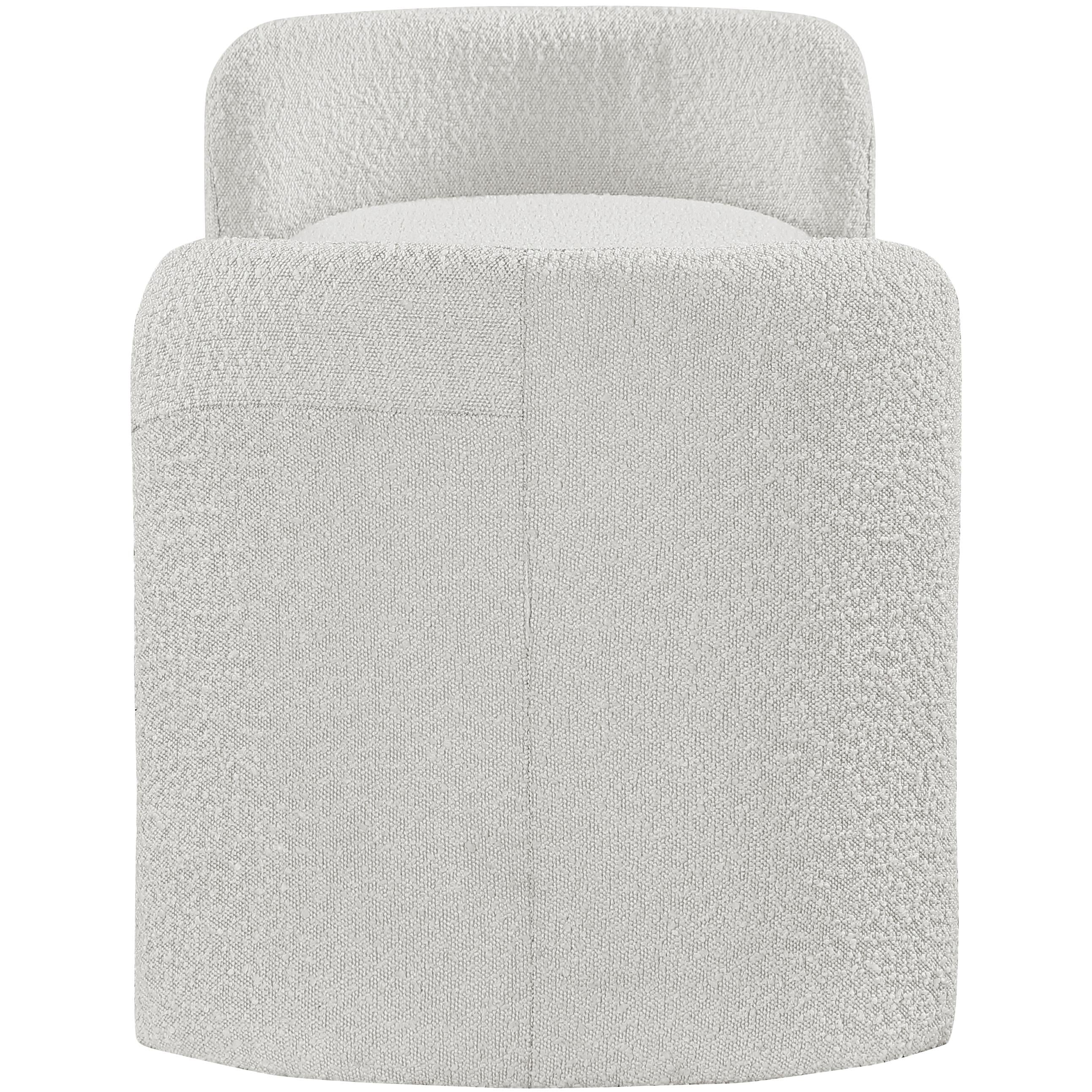 Meridian Peyton Cream Boucle Fabric Bench
