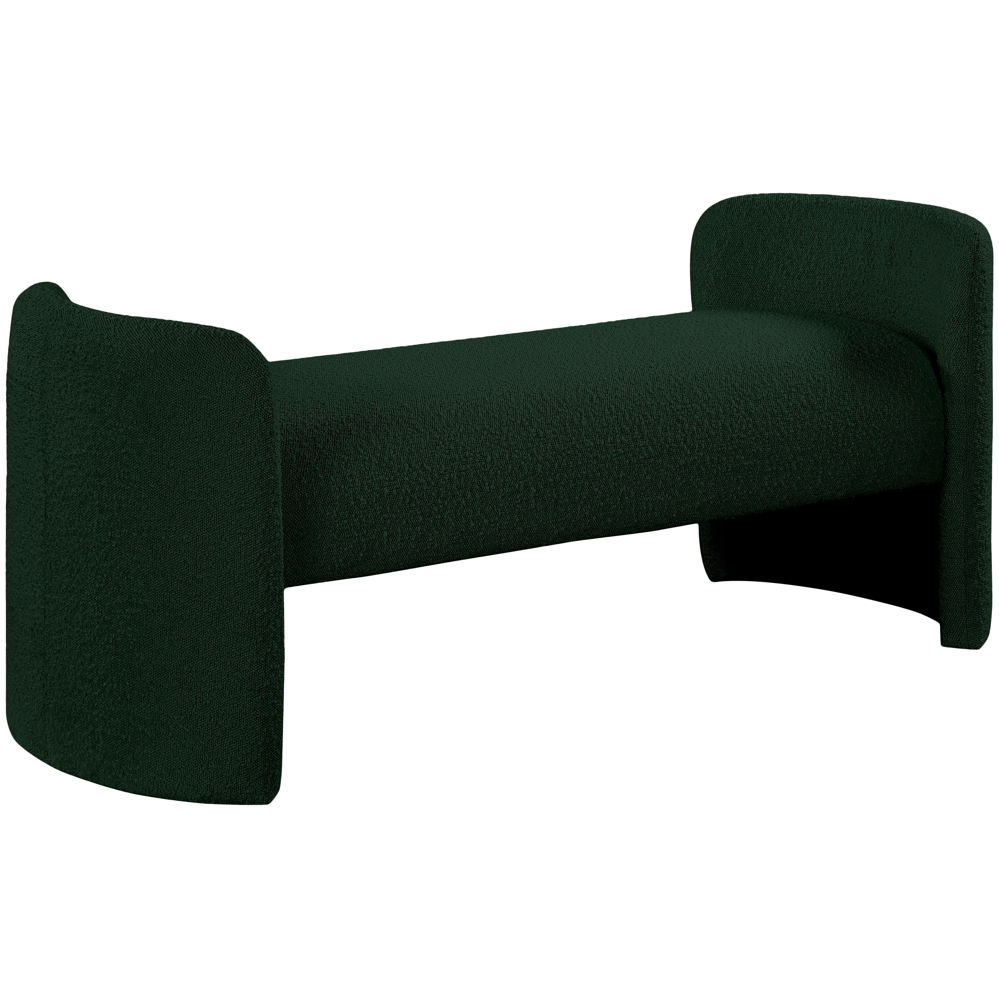Meridian Peyton Green Boucle Fabric Bench