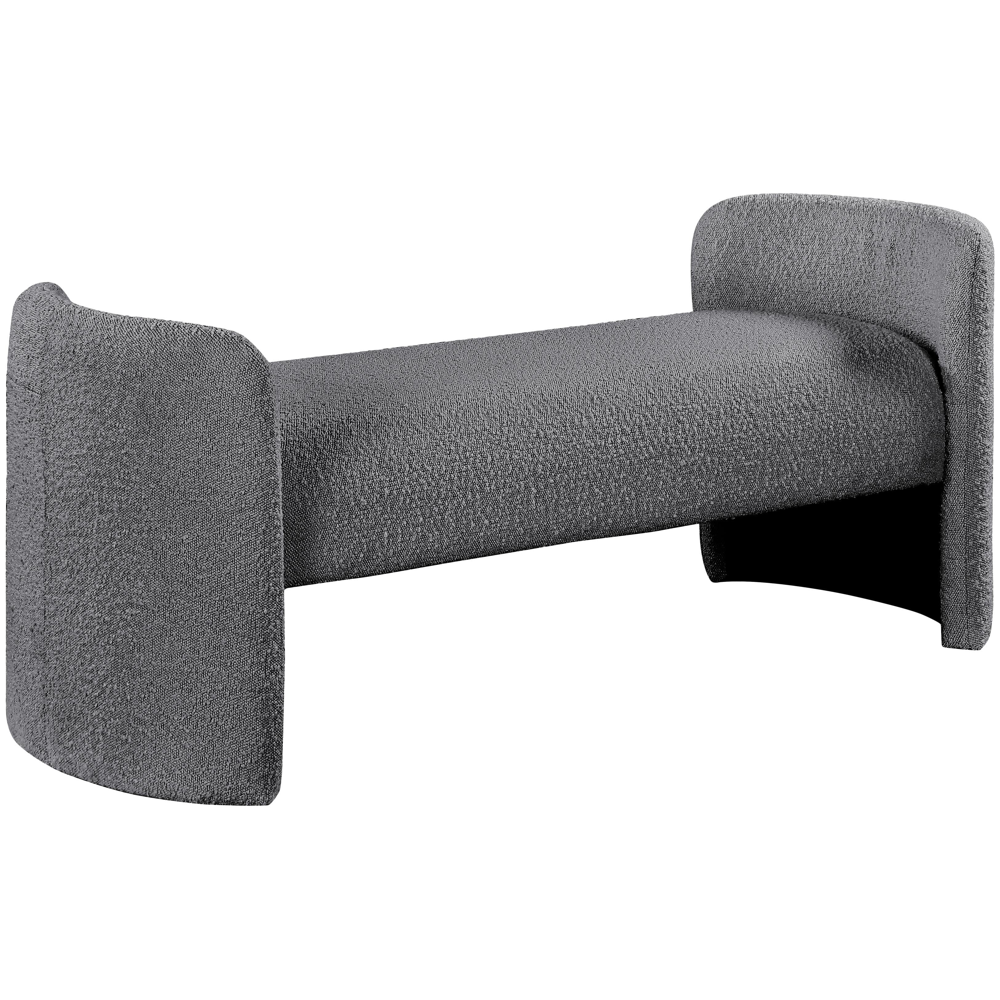 Meridian Peyton Grey Boucle Fabric Bench