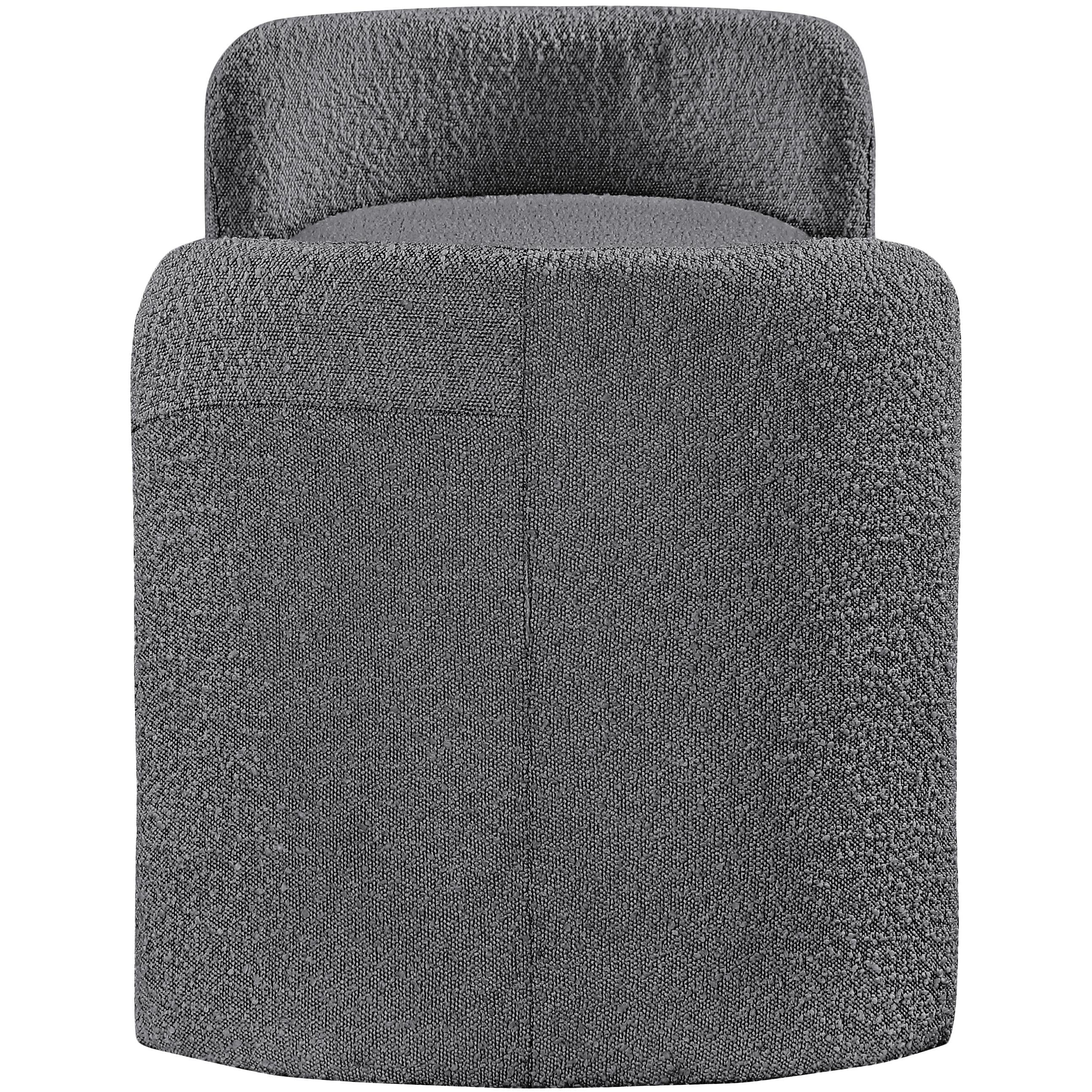 Meridian Peyton Grey Boucle Fabric Bench