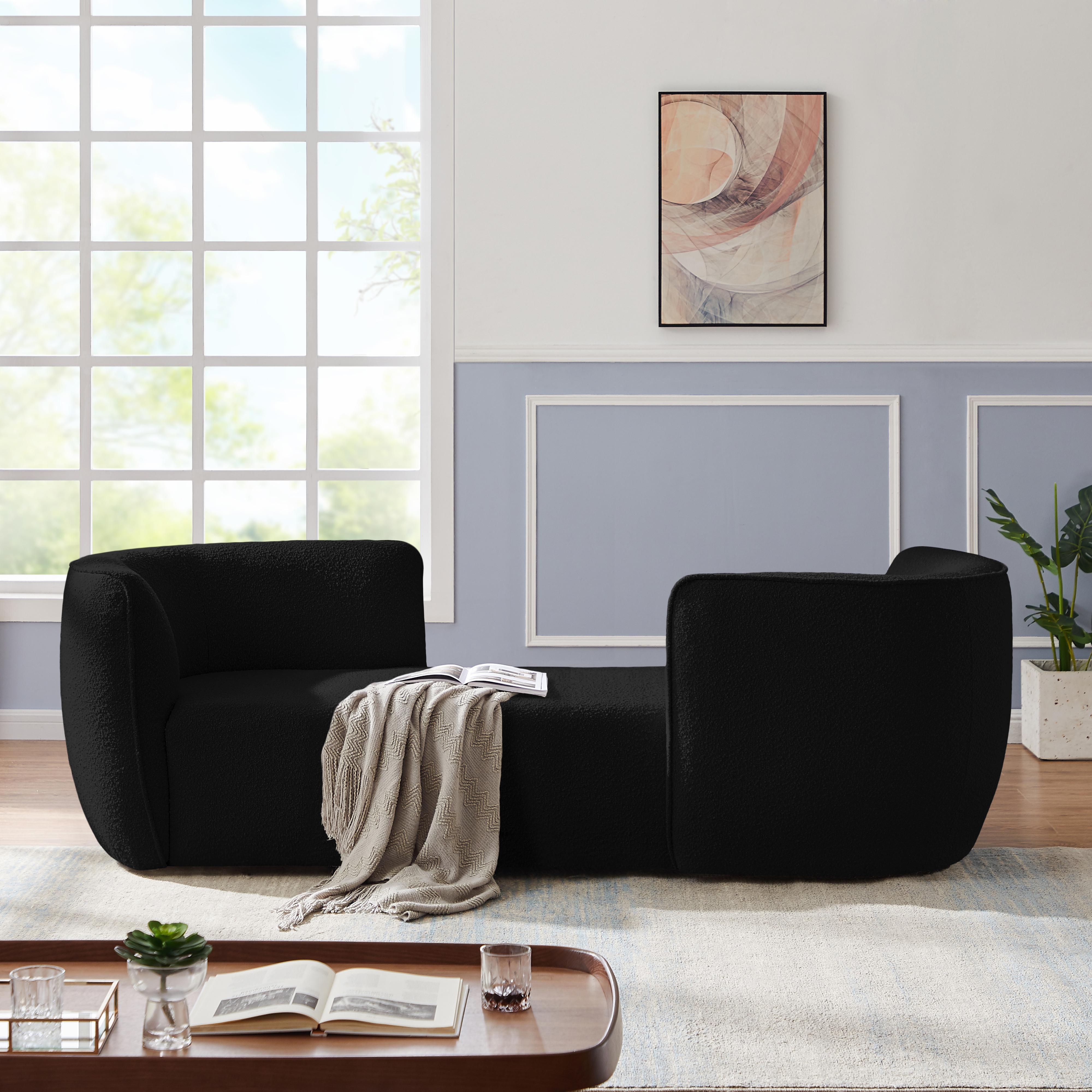 Meridian Hilton Black Fabric Chaise