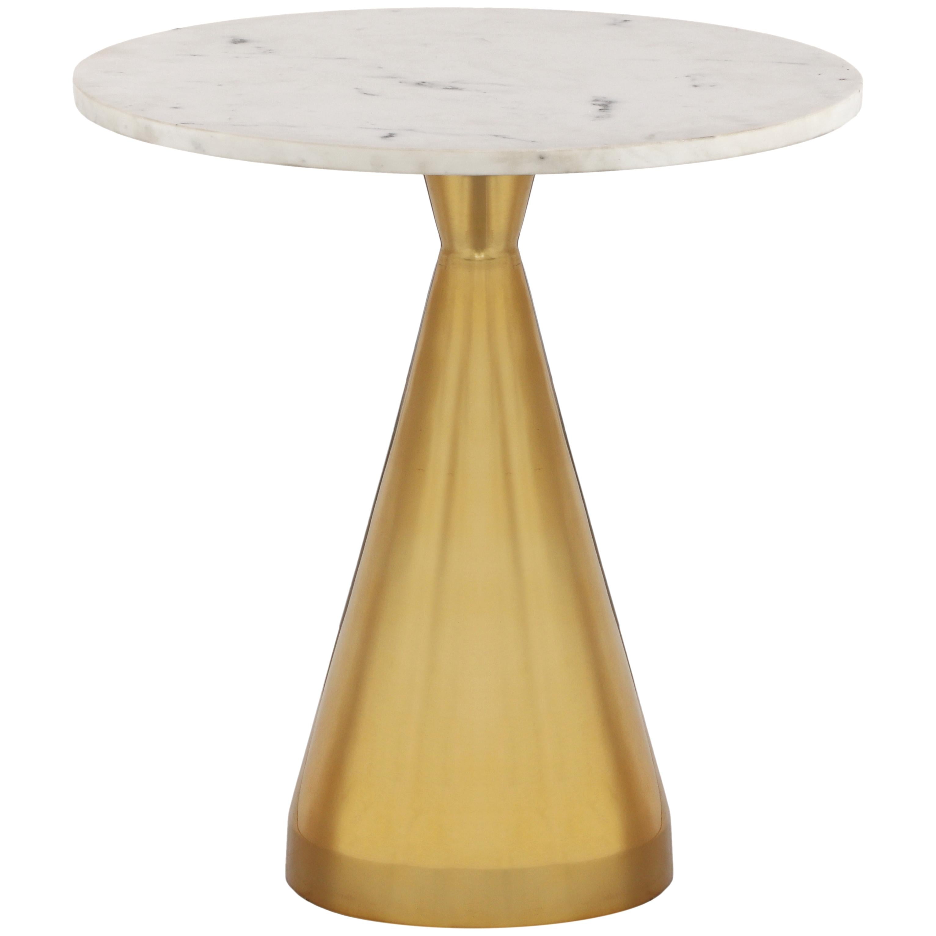 Meridian Emery White Marble End Table