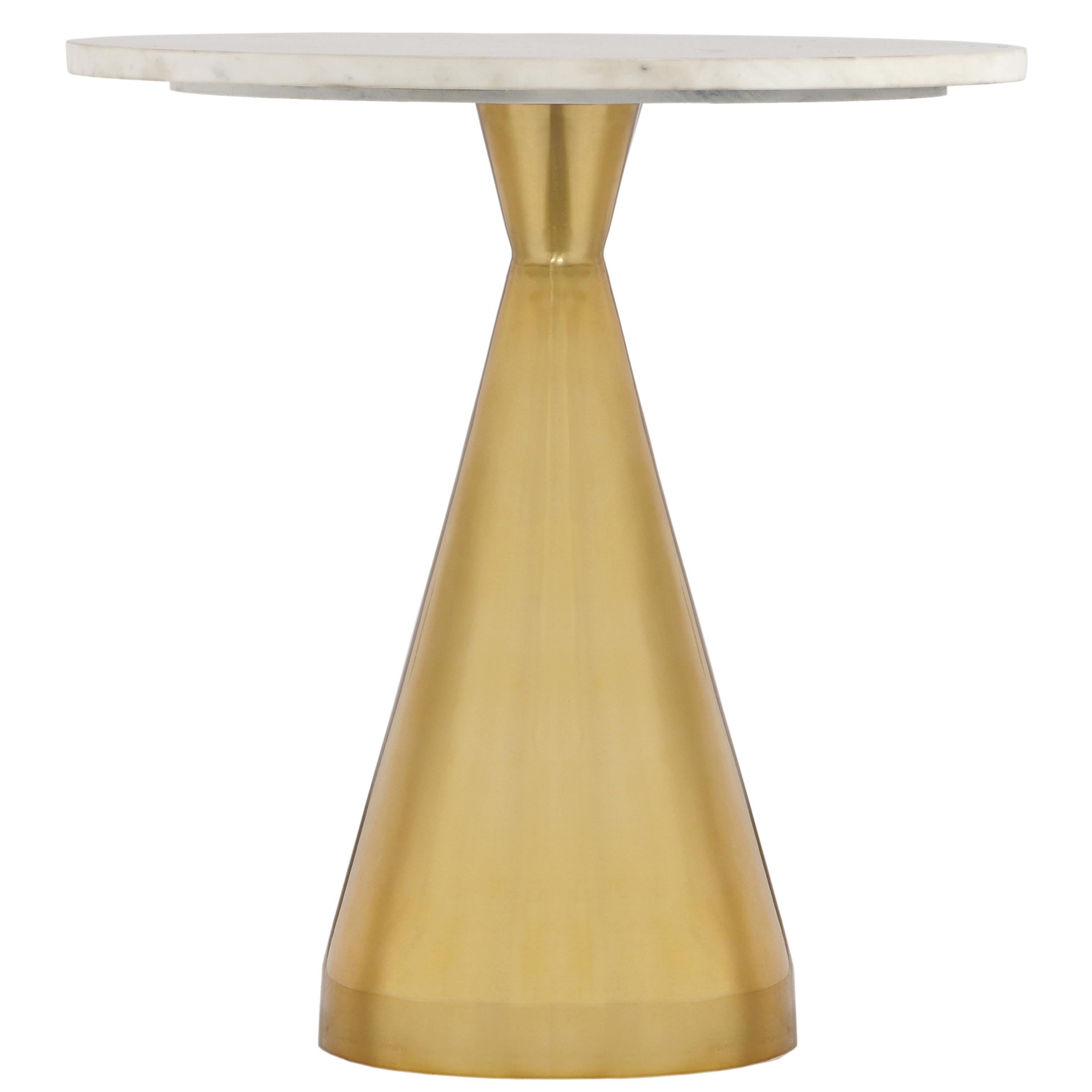 Meridian Emery White Marble End Table