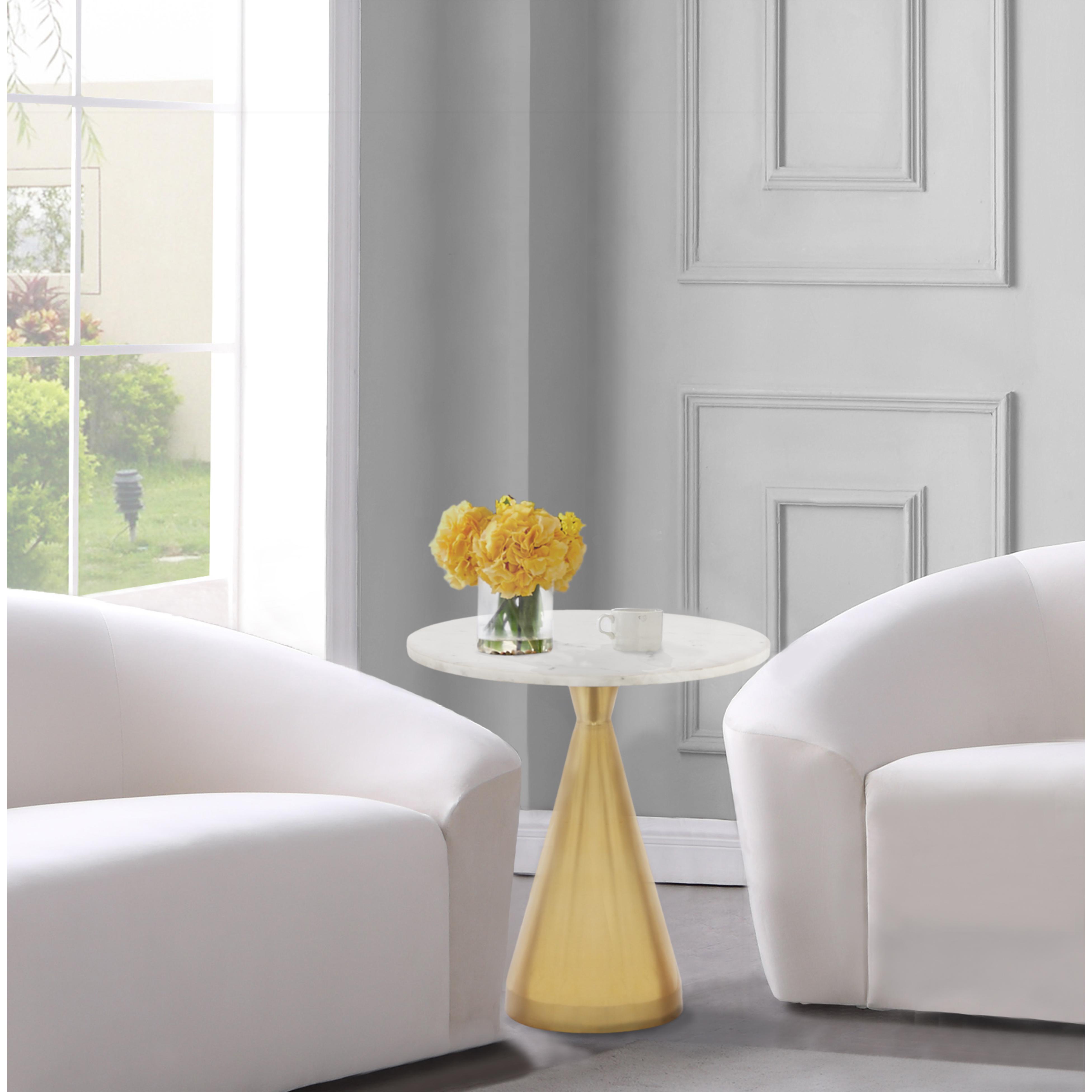 Meridian Emery White Marble End Table