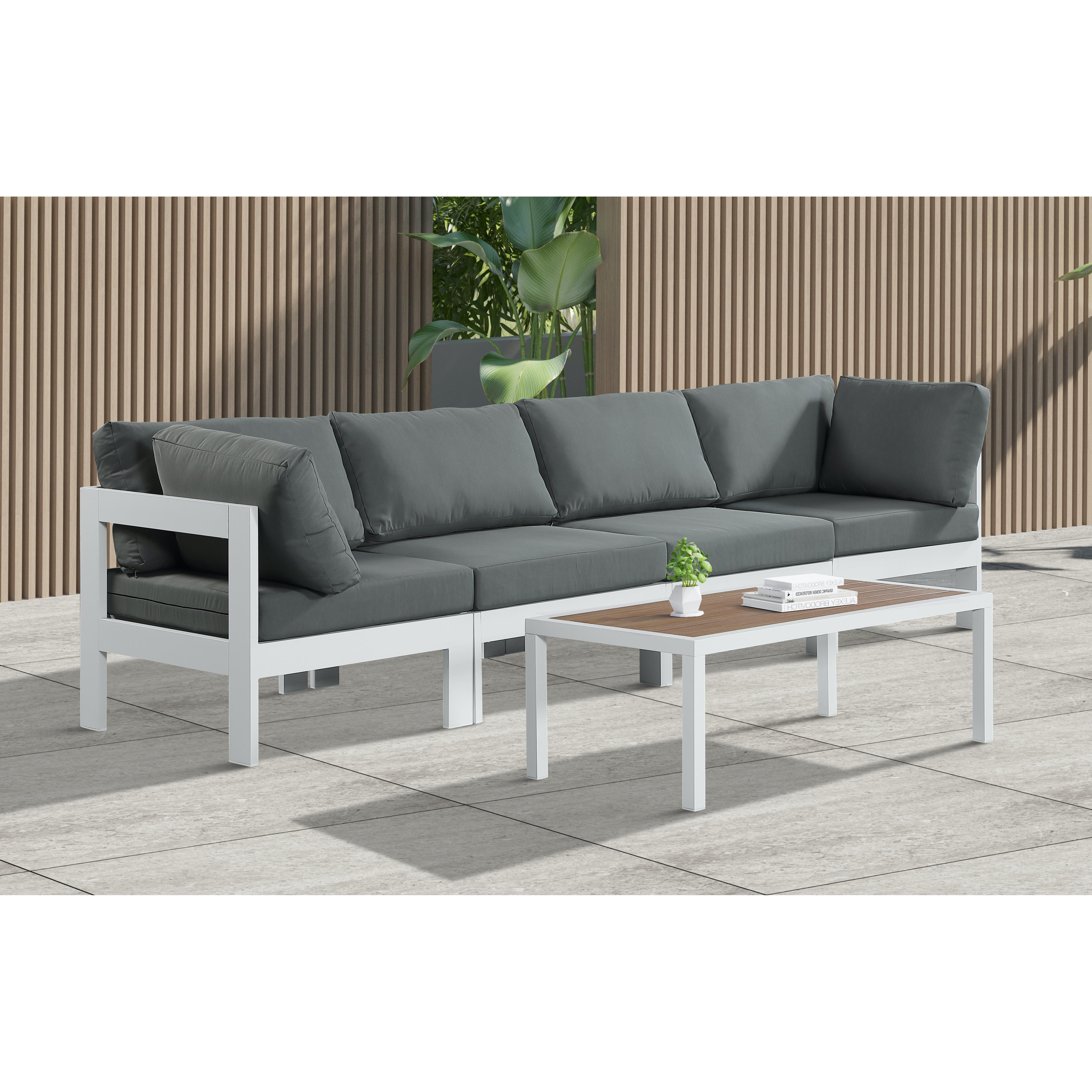 Meridian Nizuc Grey Water Resistant Fabric Outdoor Patio Modular Sofa